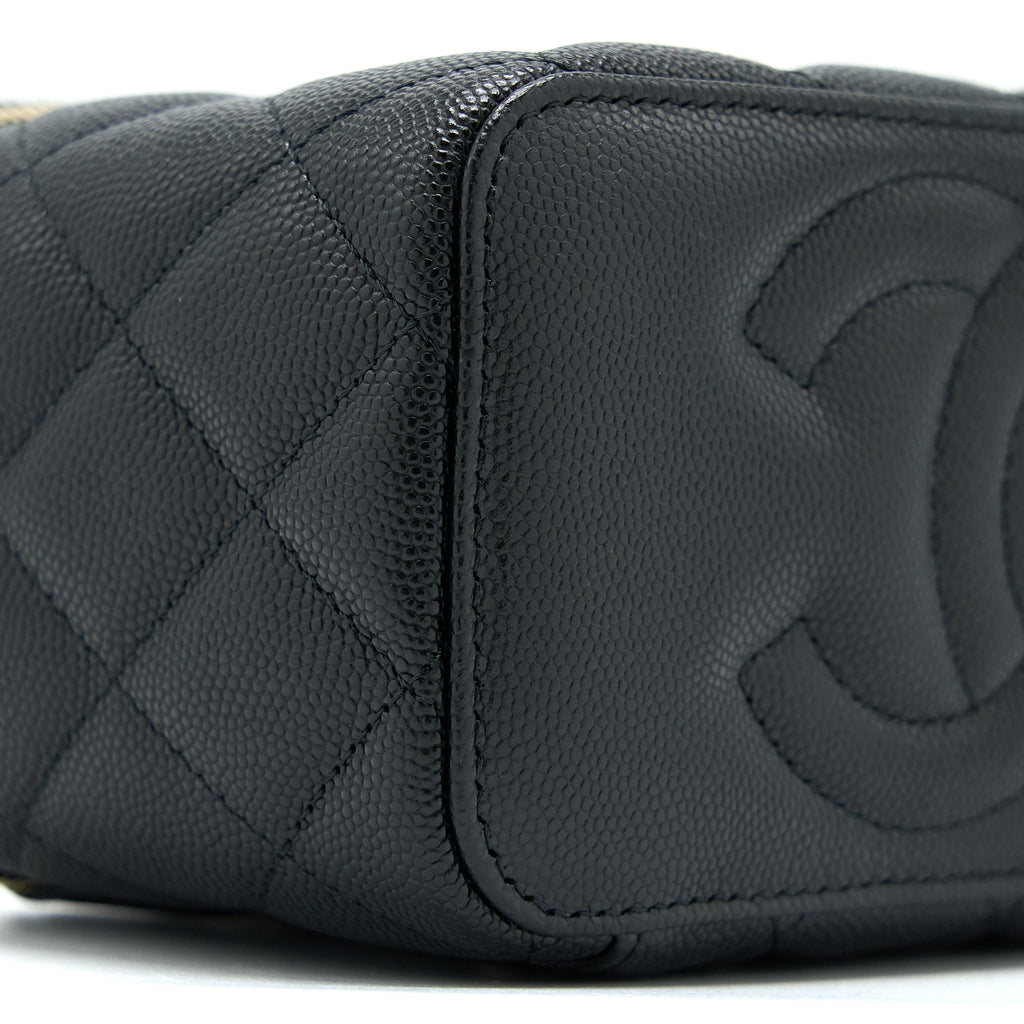 CHANEL LONG VANITY WITH CHAIN CAVIAR BLACK LGHW (MICROCHIP)
