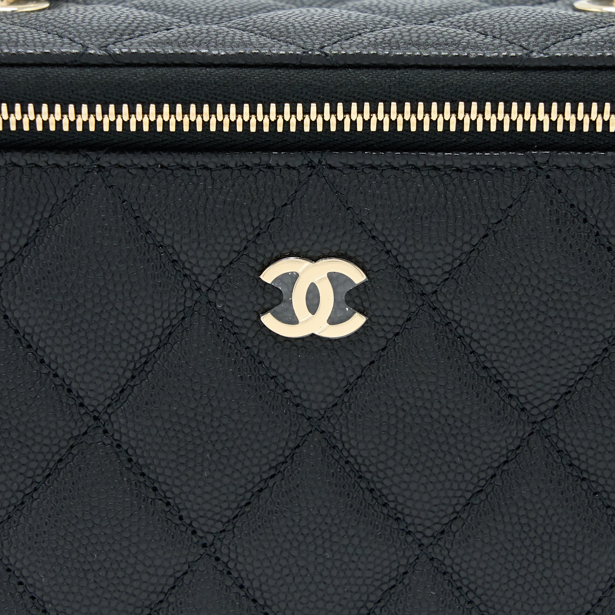 CHANEL LONG VANITY WITH CHAIN CAVIAR BLACK LGHW (MICROCHIP)