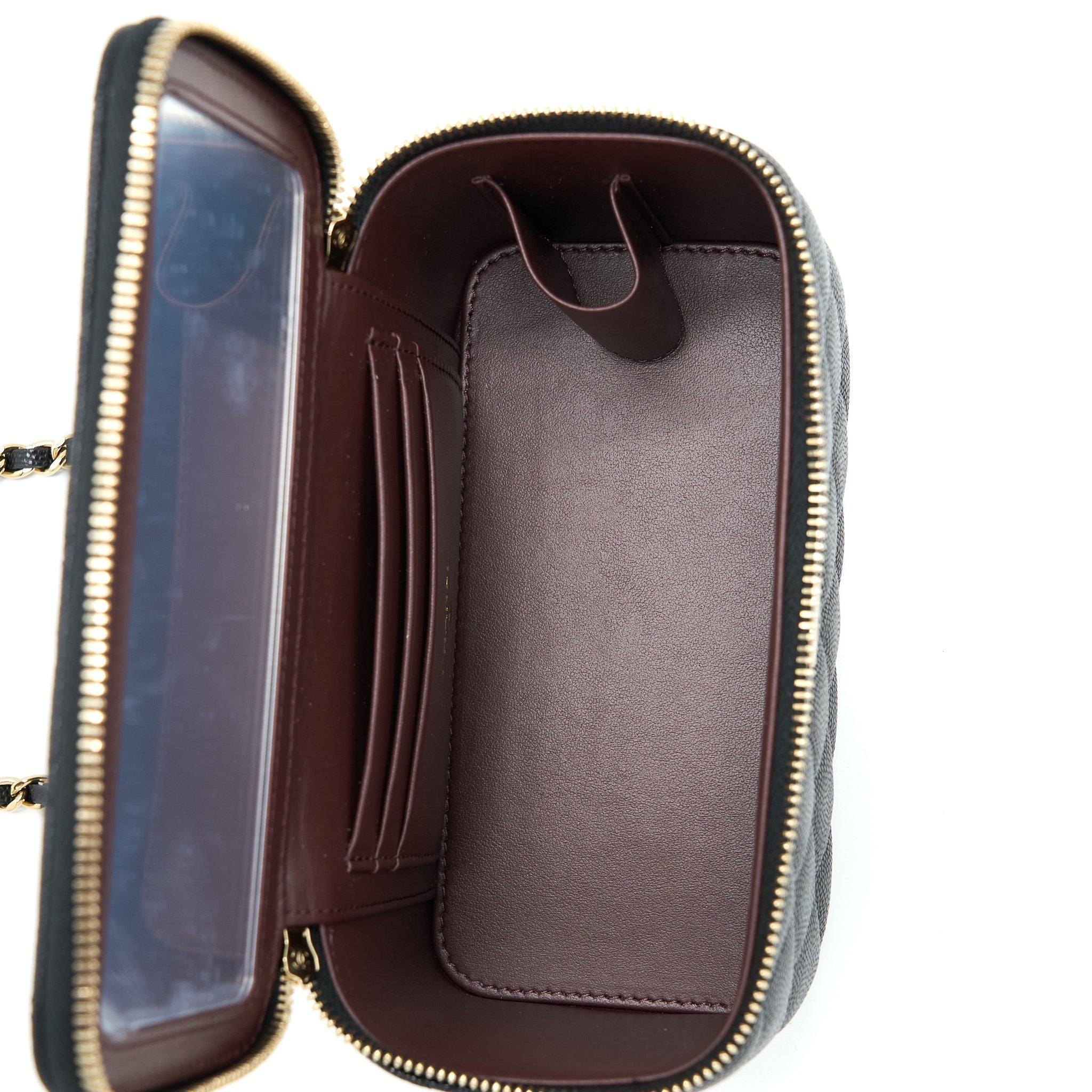 CHANEL LONG VANITY WITH CHAIN CAVIAR BLACK LGHW (MICROCHIP)