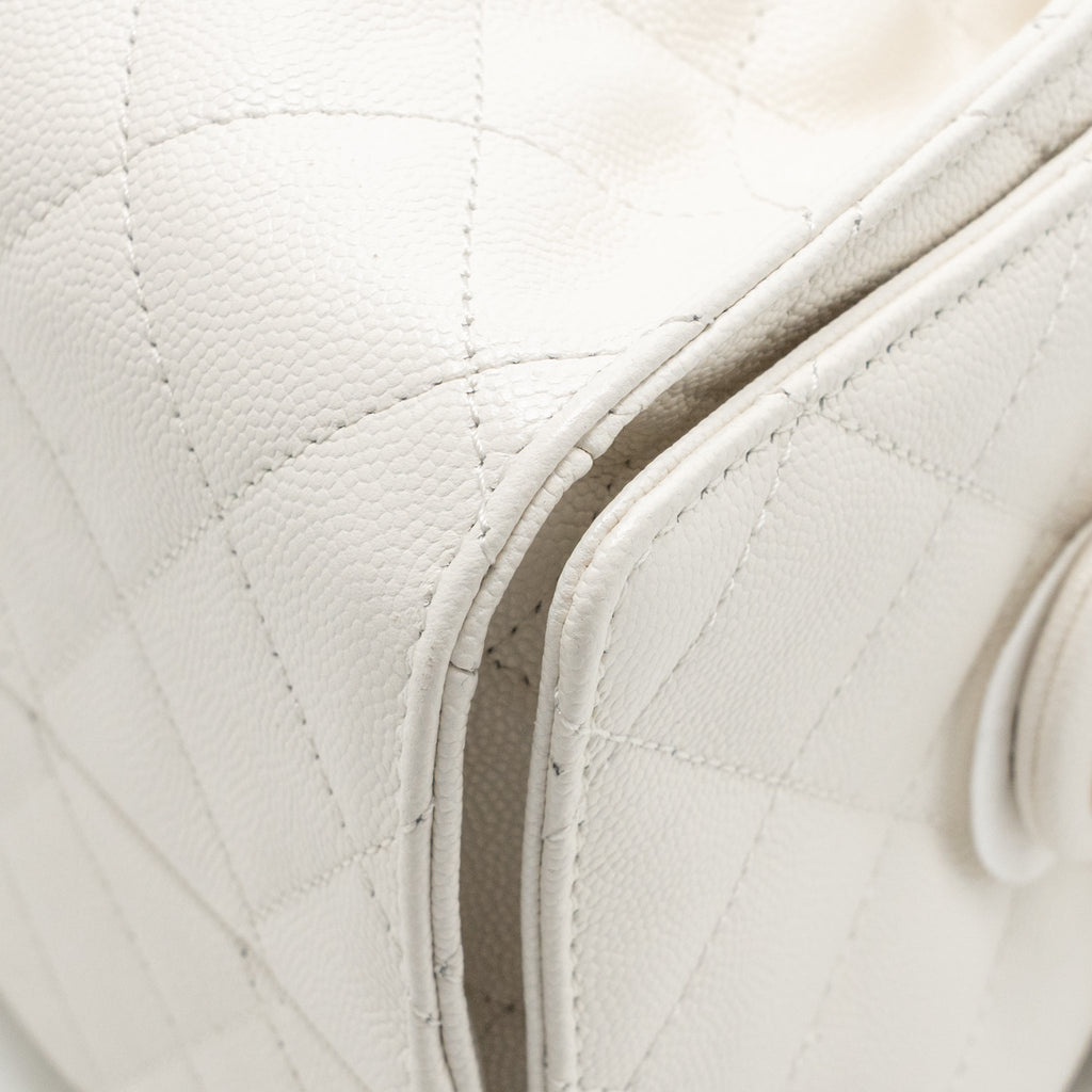 Chanel Small 25 Bag Caviar White GHW (Microchip)