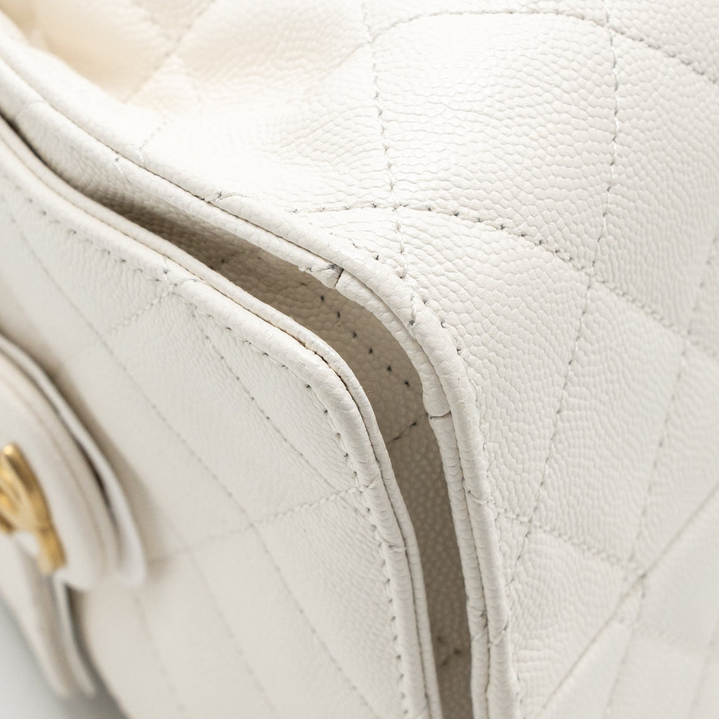 Chanel Small 25 Bag Caviar White GHW (Microchip)
