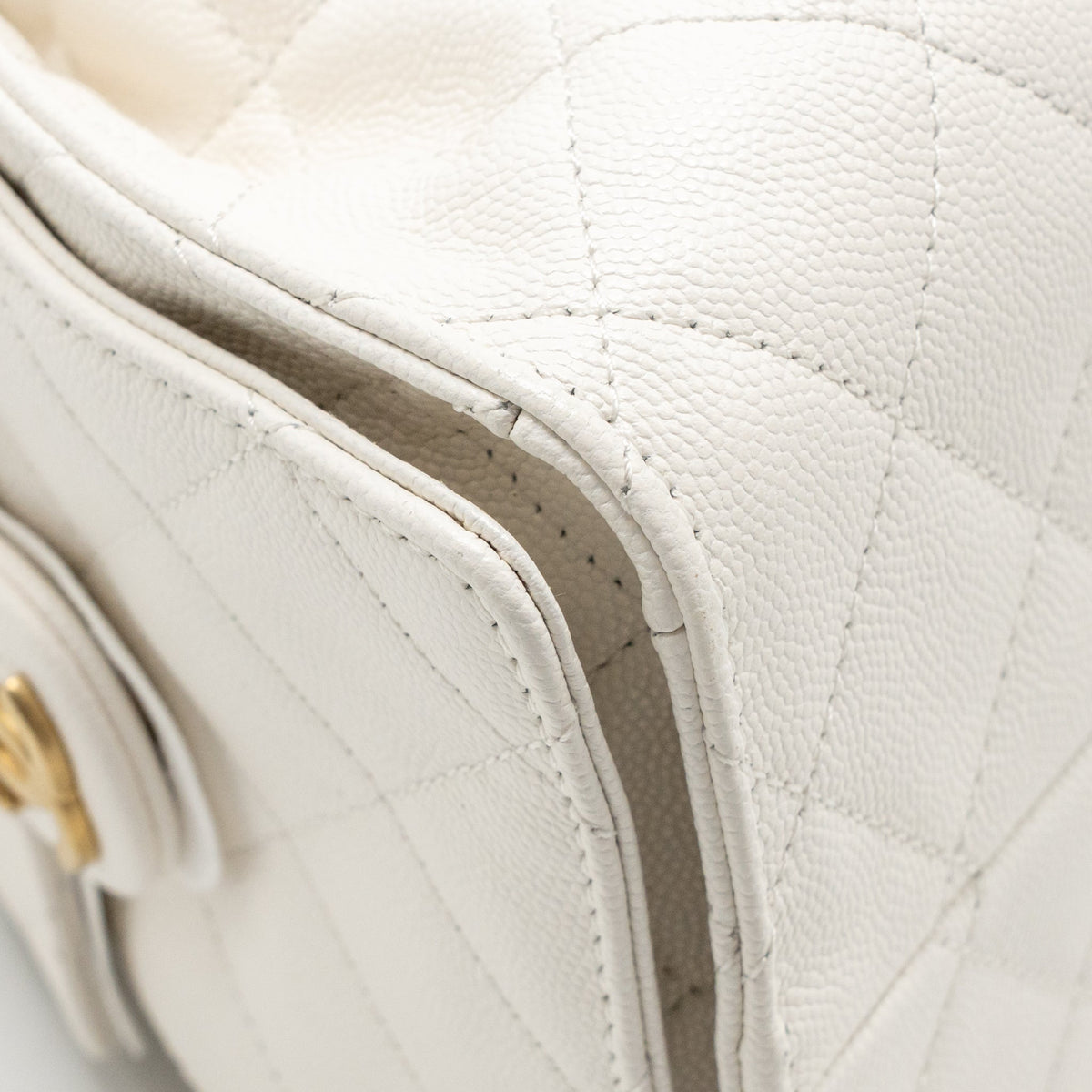 Chanel Small 25 Bag Caviar White GHW (Microchip)