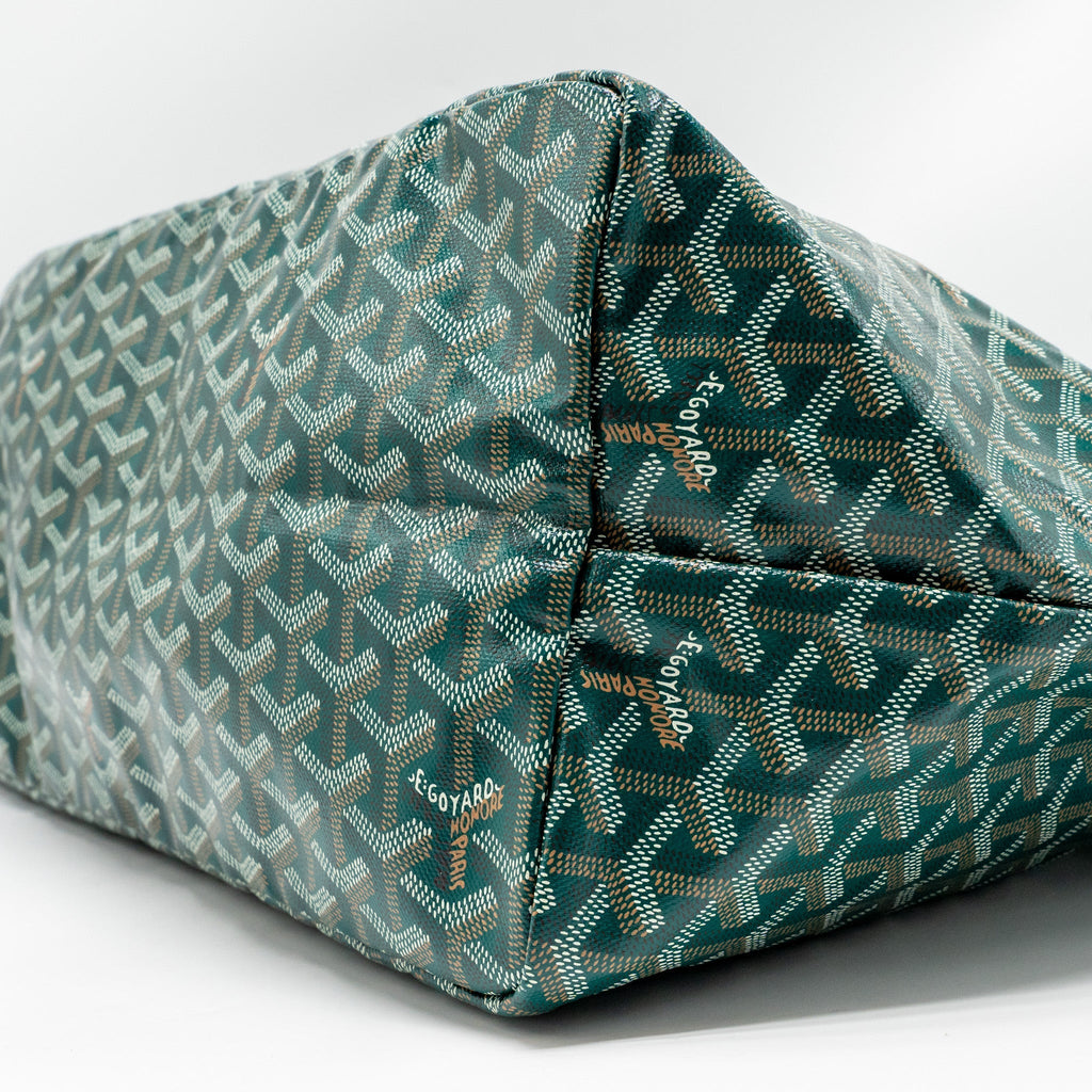 GOYARD SAINT LOUIS GM TOTE GOYARDINE CANVAS/CALFSKIN GREEN SHW