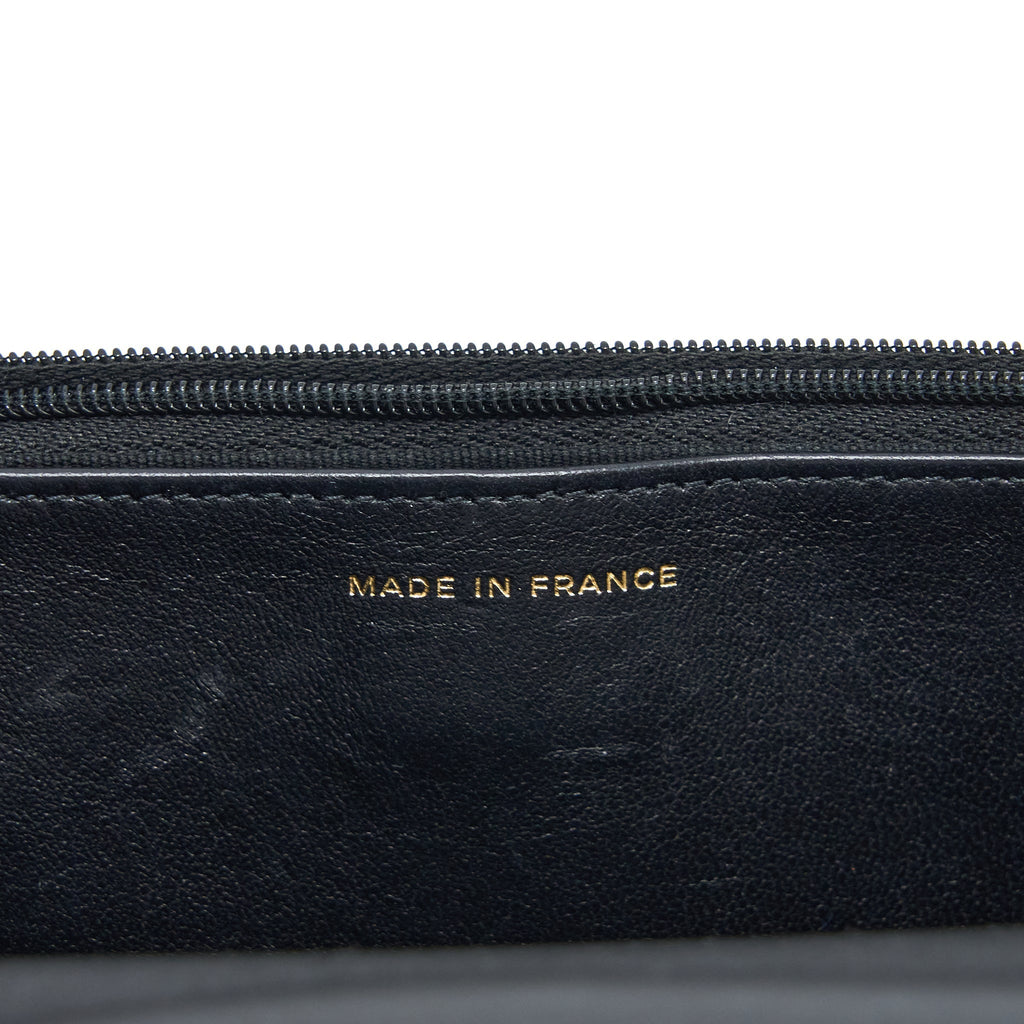 CHANEL DETAILED TOP HANDLE WALLET ON CHAIN LAMBSKIN BLACK BRUSHED GHW (MICROCHIP)