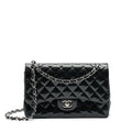 CHANEL CLASSIC FLAP BAG JUMBO PATENT BLACK SHW