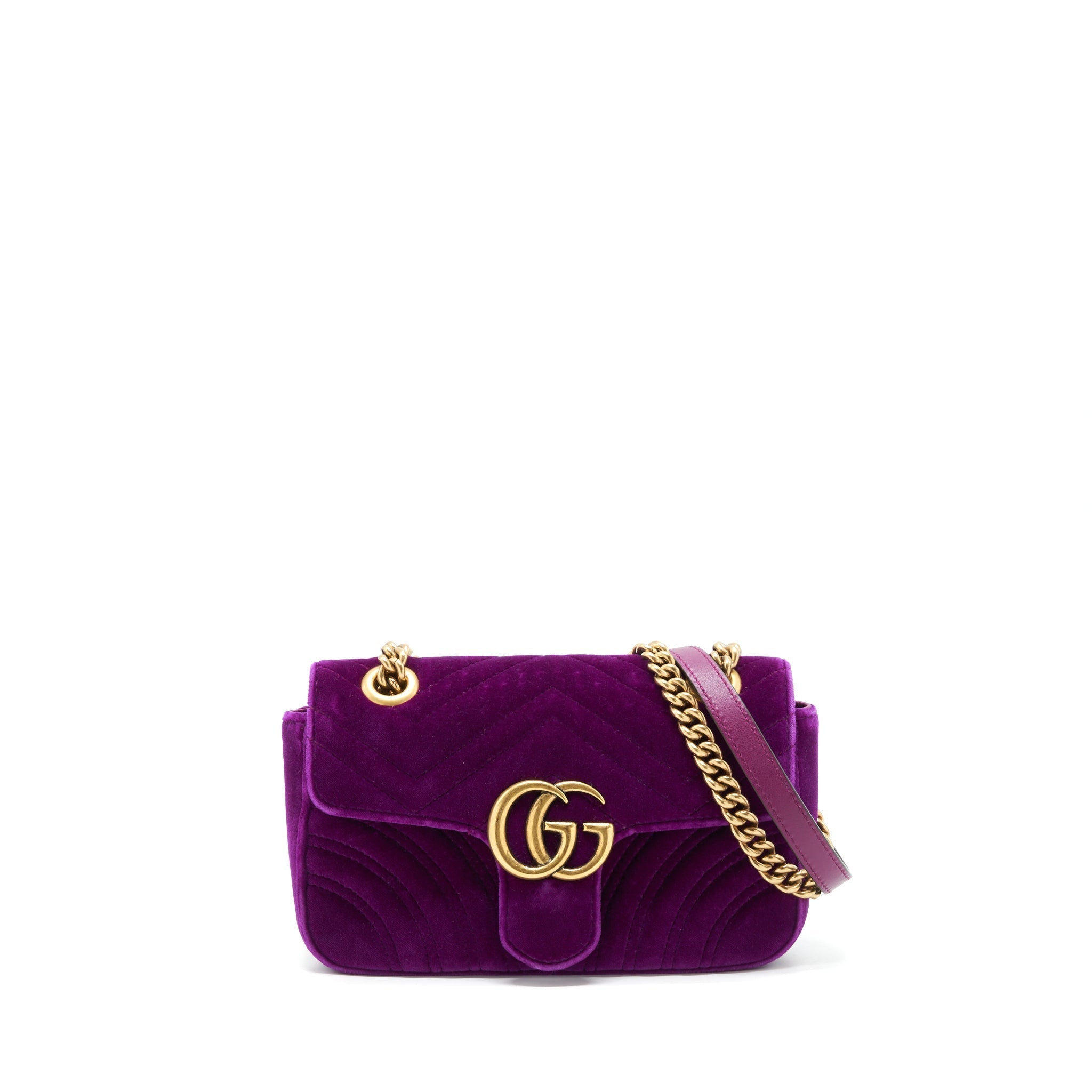 GUCCI MINI MARMONT BAG VELVET PURPLE GHW