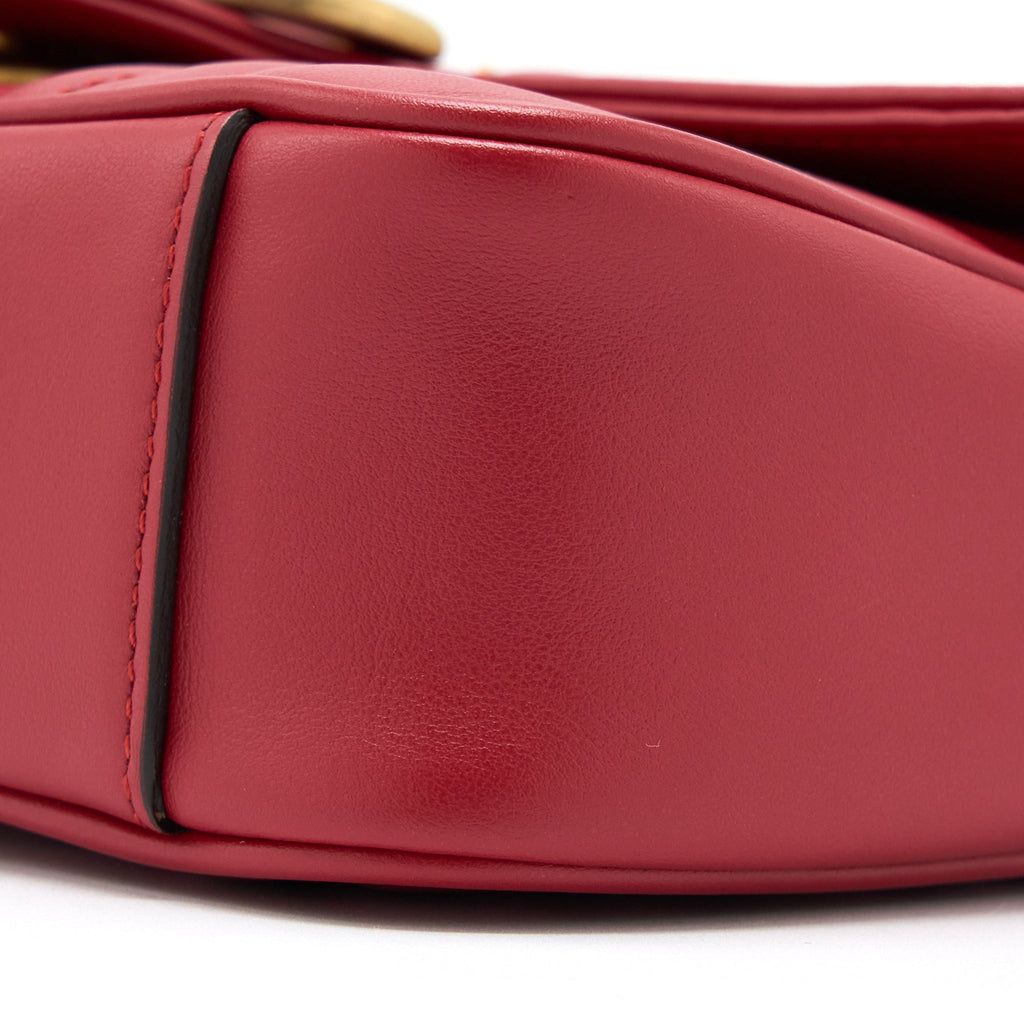GUCCI MINI GG MARMONT BAG CALFSKIN RED BRUSHED GHW