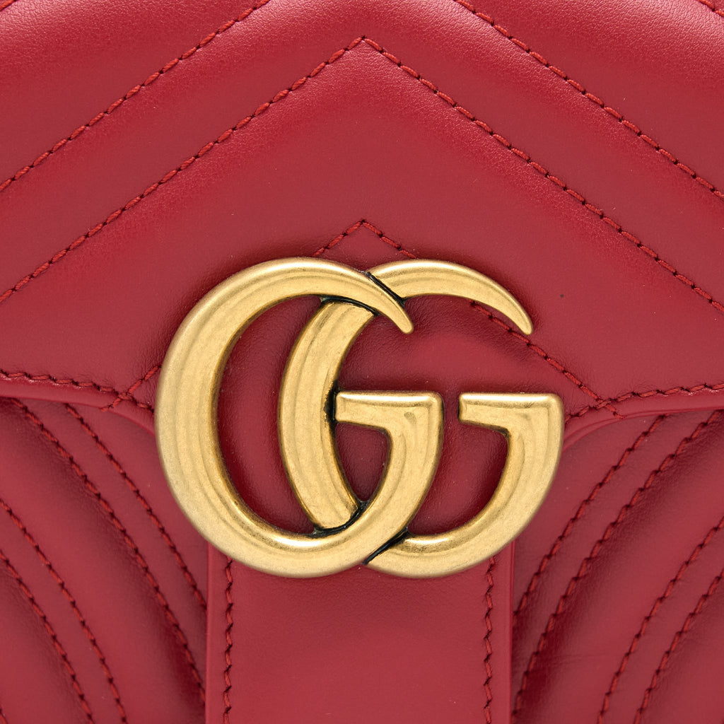 GUCCI MINI GG MARMONT BAG CALFSKIN RED BRUSHED GHW