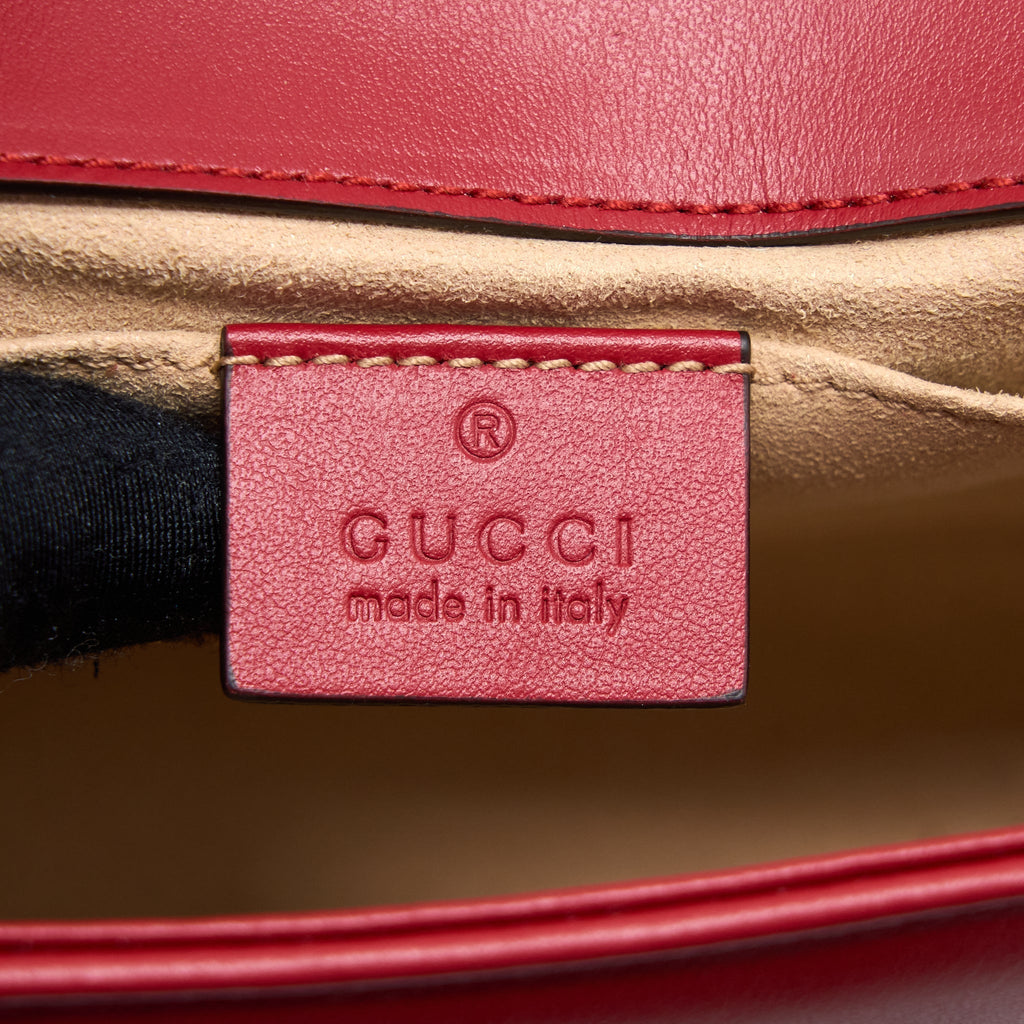 GUCCI MINI GG MARMONT BAG CALFSKIN RED BRUSHED GHW