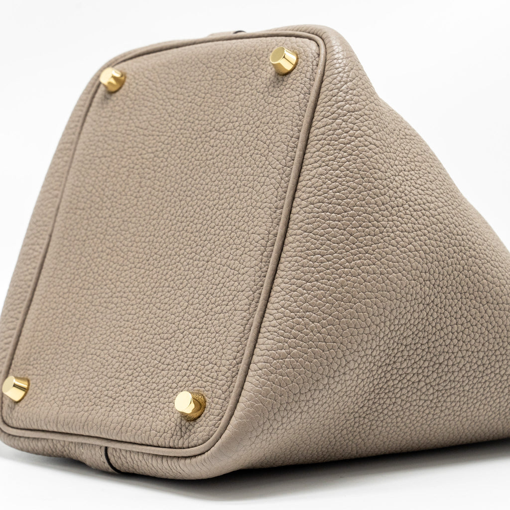 HERMES PICOTIN 18 LOCK BAG TAURILLON MAURICE GRIS ASPHALTE GHW