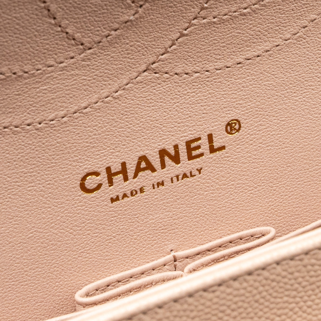 CHANEL JUMBO CLASSIC DOUBLE FLAP BAG CAVIAR BEIGE LGHW (MICROCHIP)