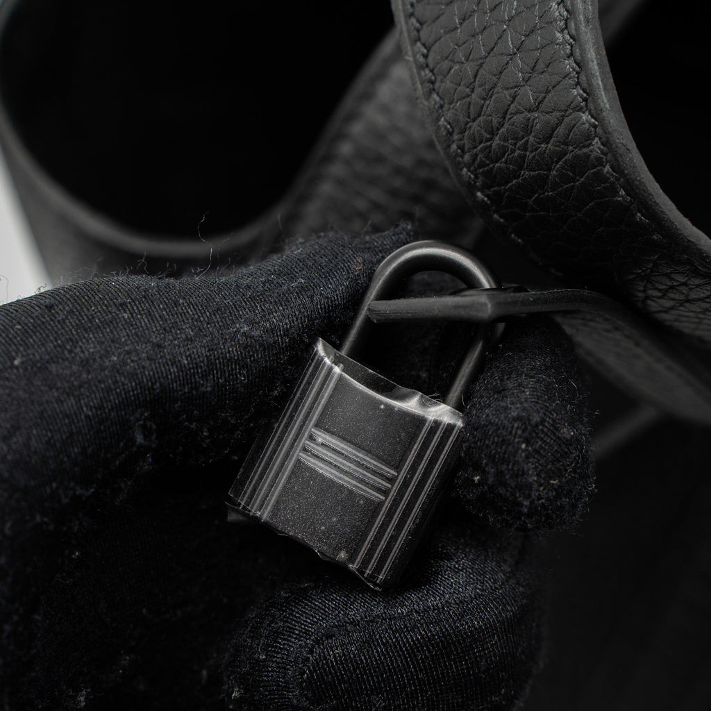 HERMES PICOTIN 18 CLEMENCE SO BLACK WITH BLACK HARDWARE