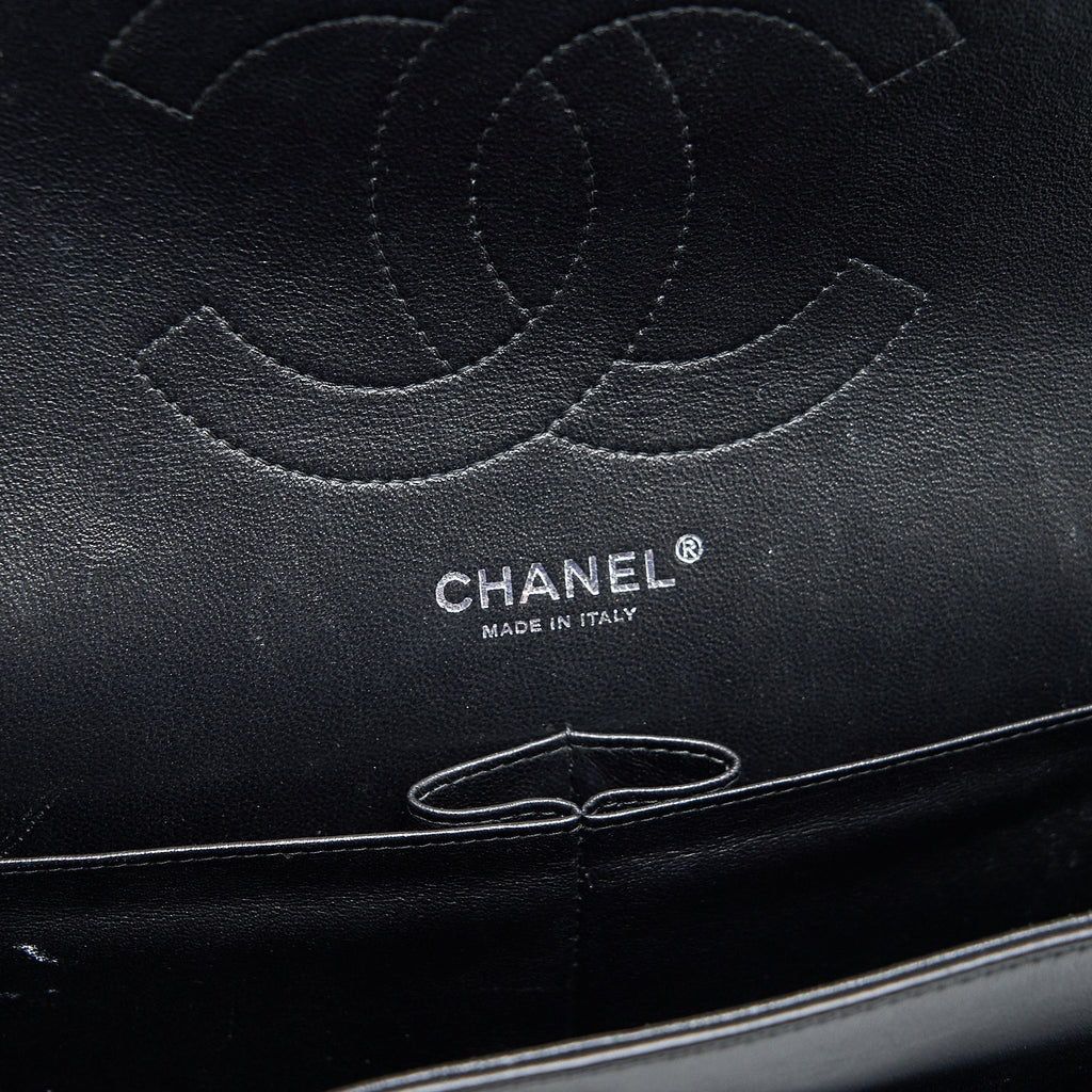 CHANEL CLASSIC FLAP BAG JUMBO PATENT BLACK SHW