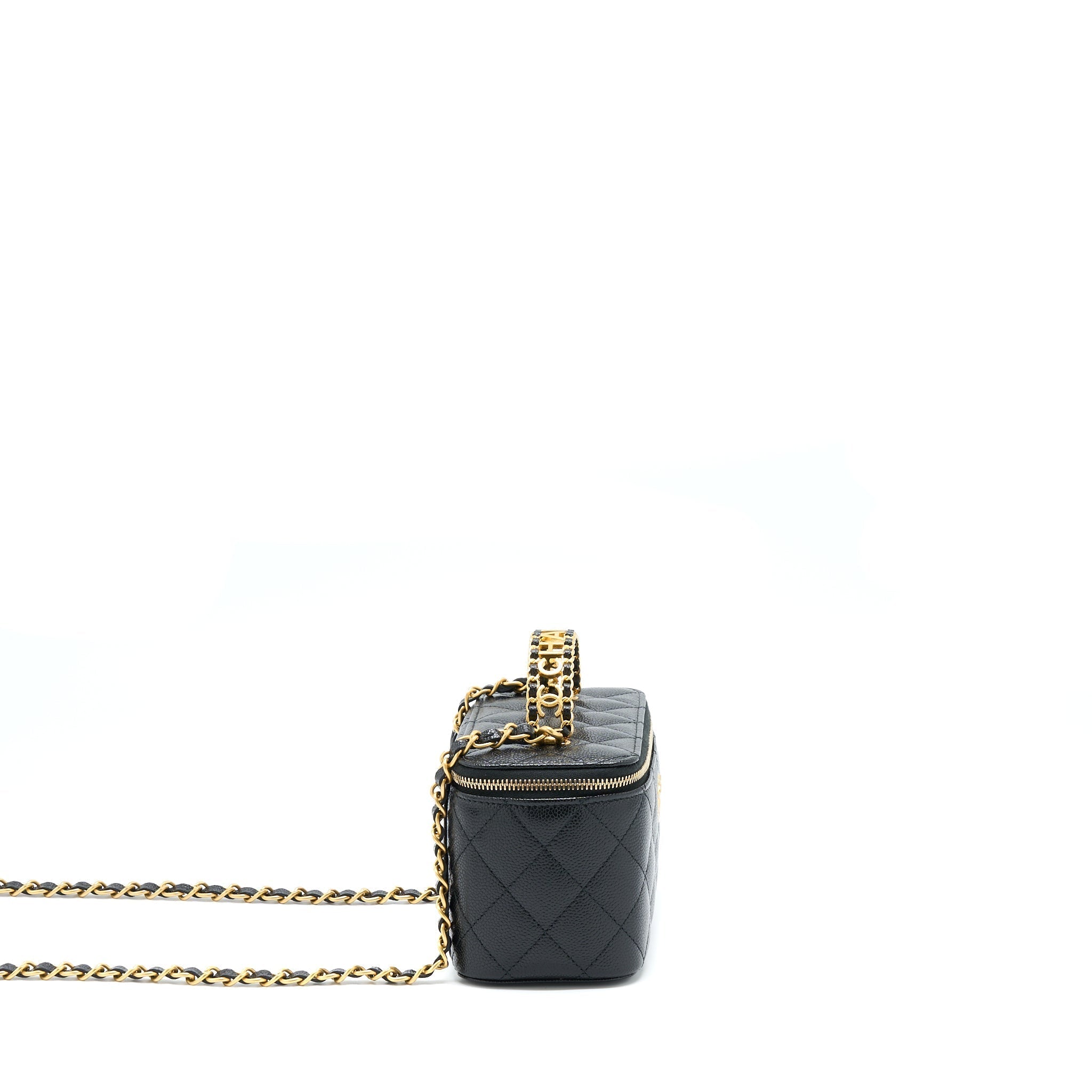 CHANEL LETTER TOP HANDLE LONG VANITY CAVIAR BLACK GHW