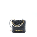 CHANEL 23S MINI 22 BAG WITH PEARL SHINY CALFSKIN BLACK BRUSHED GHW (MICROCHIP)