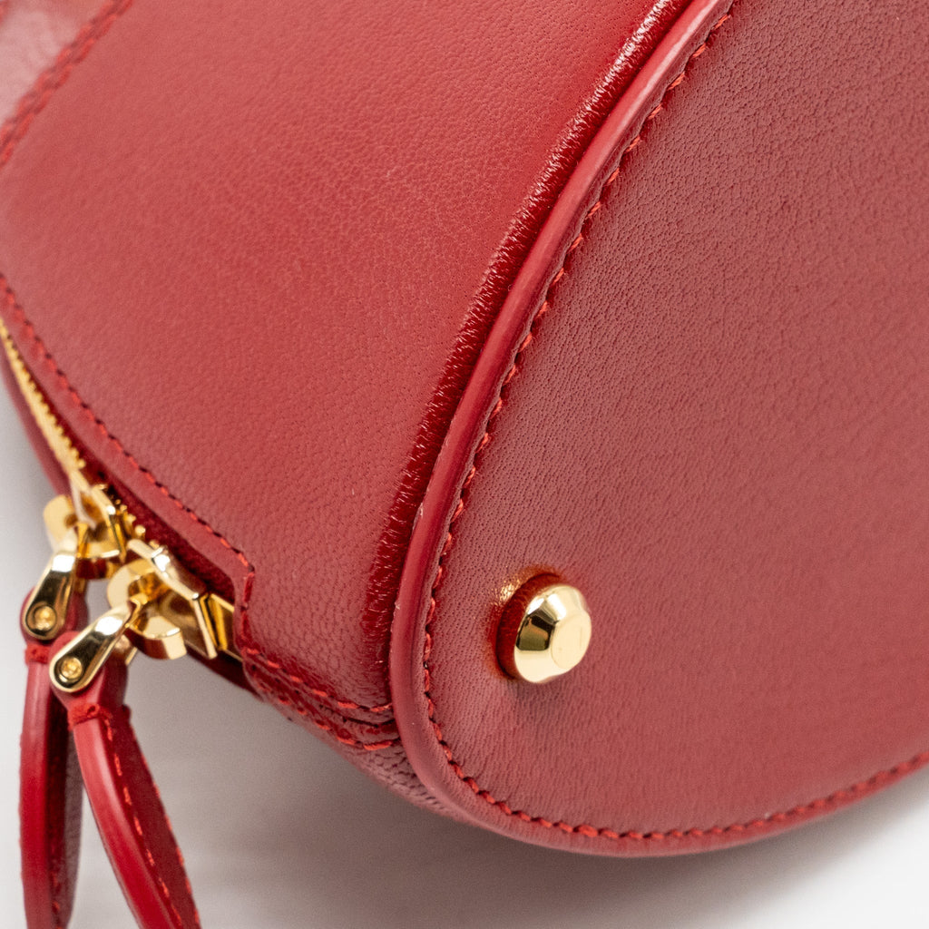 BVLGARI MARQUISE SMALL TOP HANDLE BAG ROYAL RUBY GOAT LEATHER RED GHW