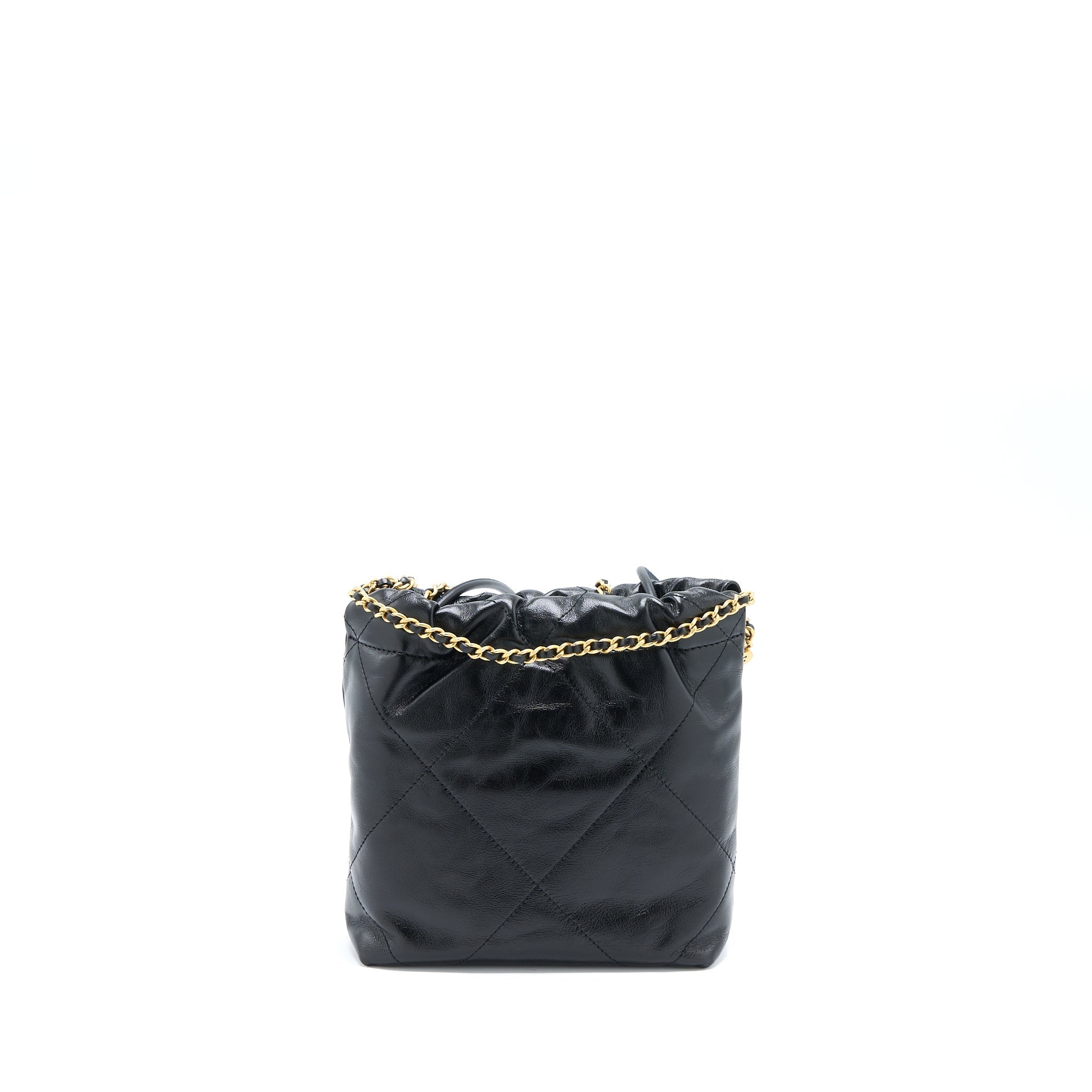 CHANEL 23S MINI 22 BAG WITH PEARL SHINY CALFSKIN BLACK BRUSHED GHW (MICROCHIP)
