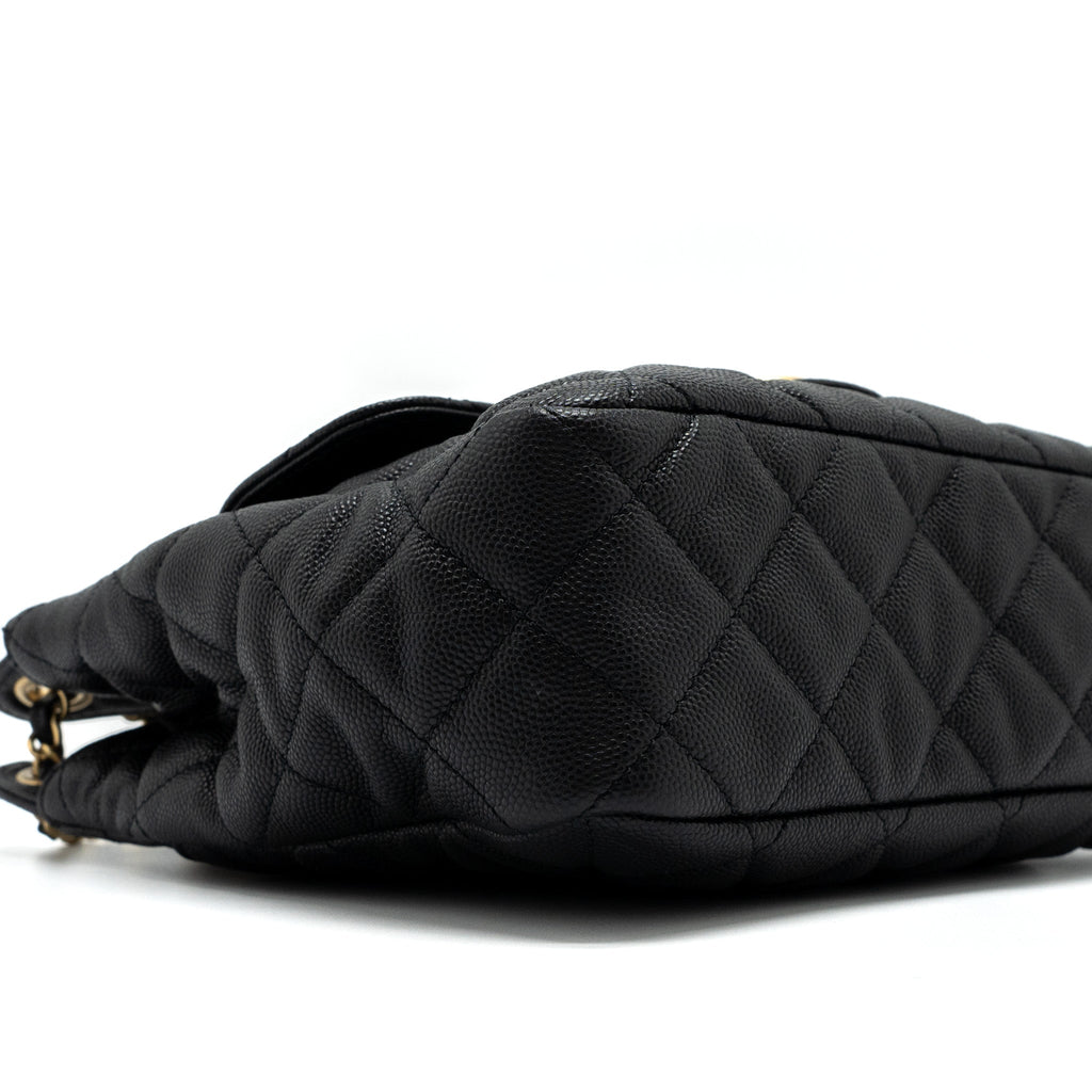 CHANEL 23C HOBO BAG GRAINED CALFSKIN BLACK GHW (MICROCHIP)