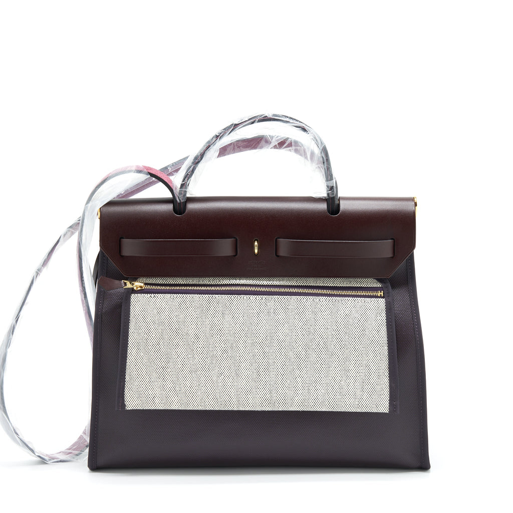 Hermes Herbag 31 Cassis/Ecru/Noir/Rouge Sellier GHW