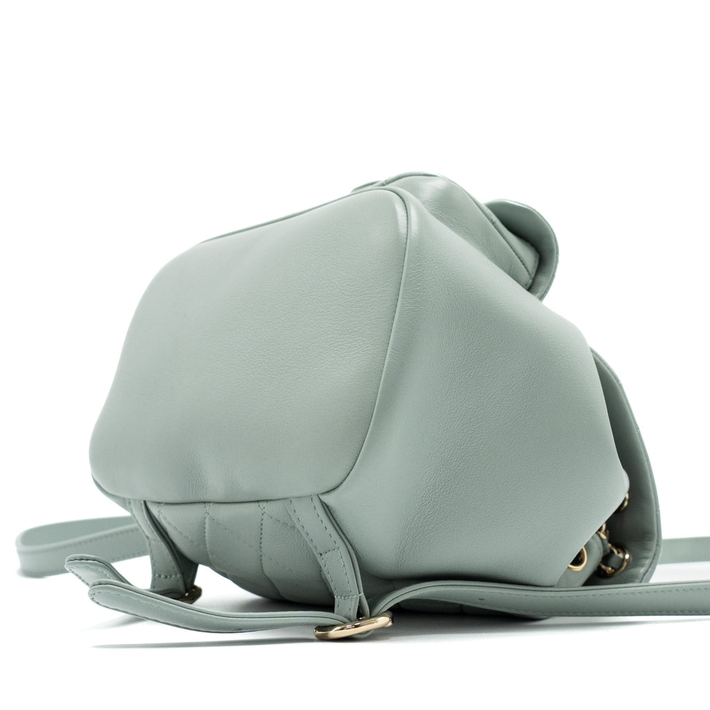 CHANEL 23C MINI DUMA BACKPACK CALFSKIN LIGHT GREY LGHW (MICROCHIP)