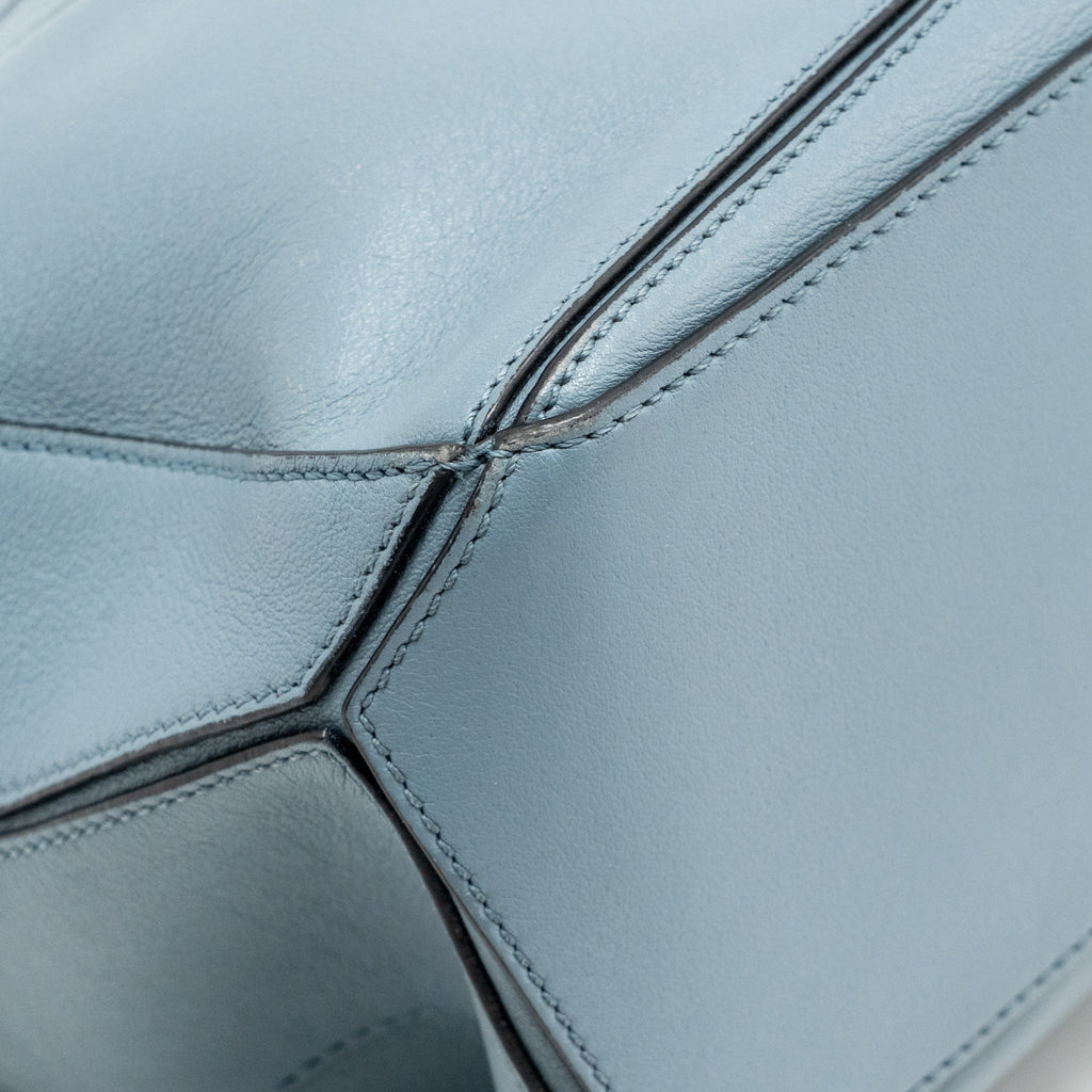 Loewe Small Puzzle Bag Calfskin Stone Blue SHW
