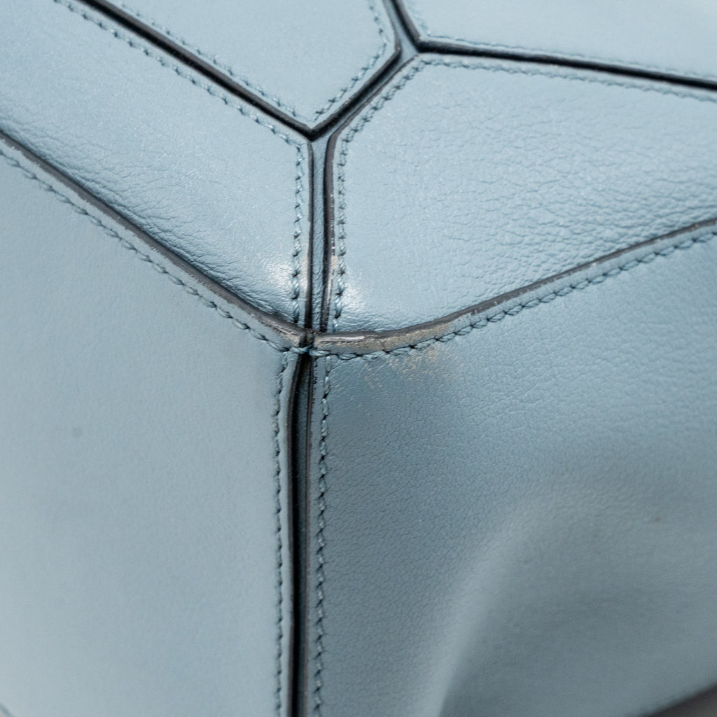 Loewe Small Puzzle Bag Calfskin Stone Blue SHW