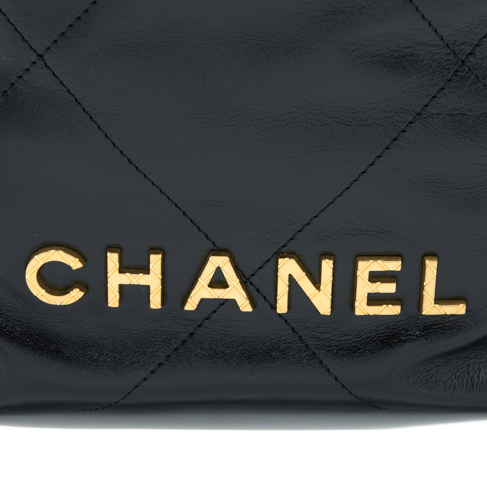 CHANEL 23S MINI 22 BAG WITH PEARL SHINY CALFSKIN BLACK BRUSHED GHW (MICROCHIP)
