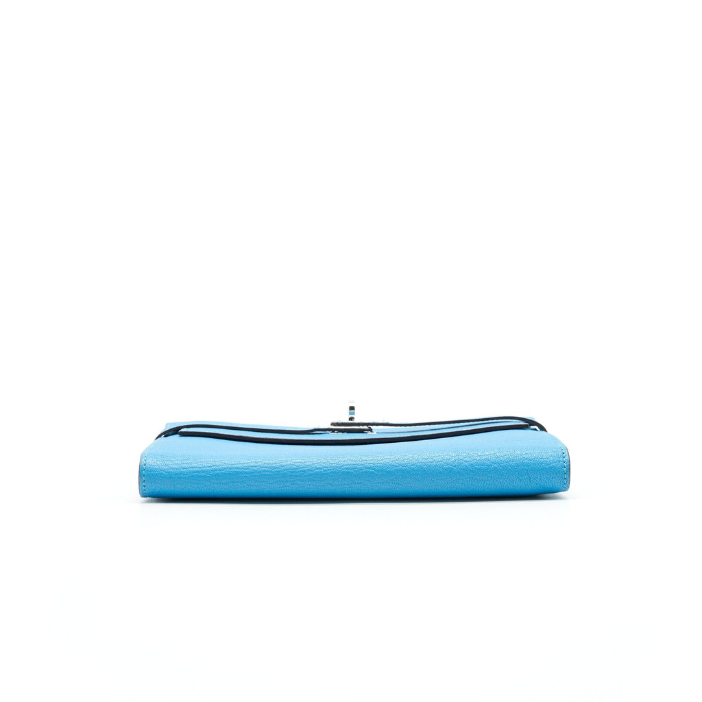 HERMES KELLY LONG WALLET BLUE SHW