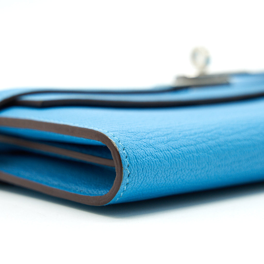 HERMES KELLY LONG WALLET BLUE SHW