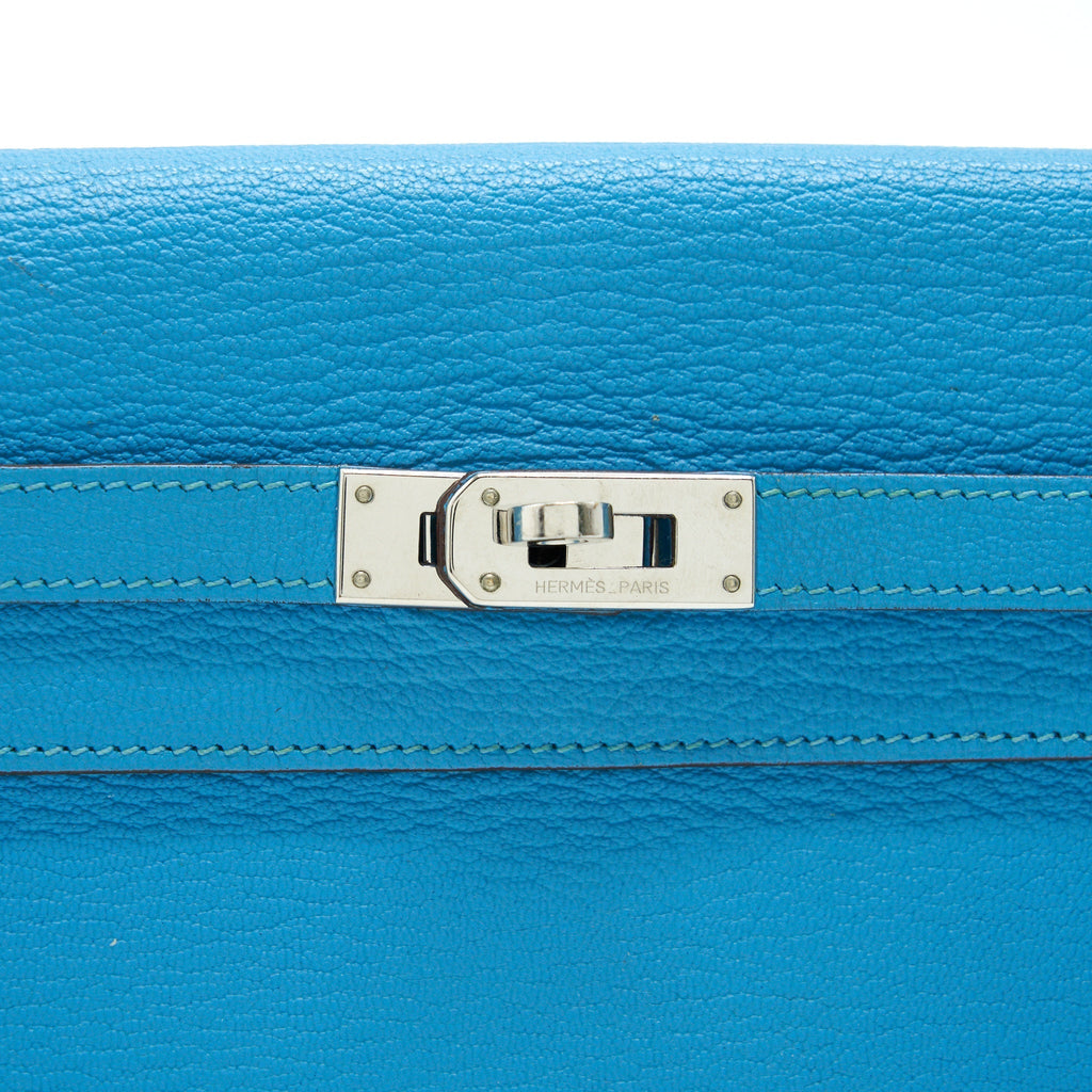 HERMES KELLY LONG WALLET BLUE SHW