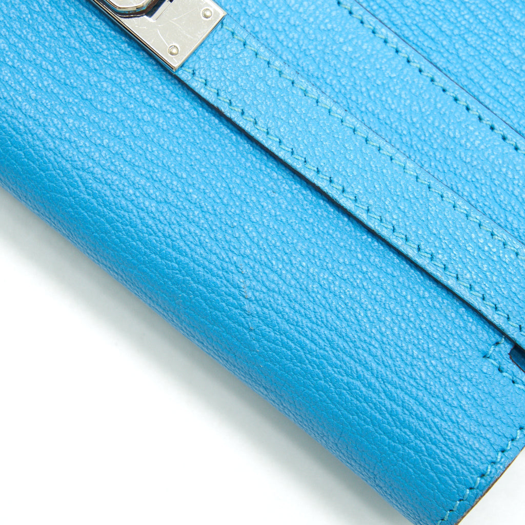 HERMES KELLY LONG WALLET BLUE SHW