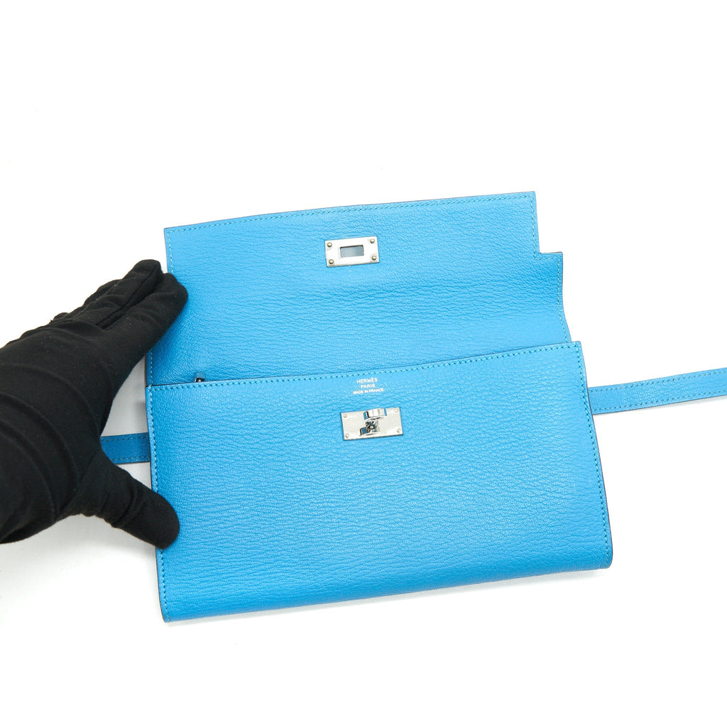 HERMES KELLY LONG WALLET BLUE SHW