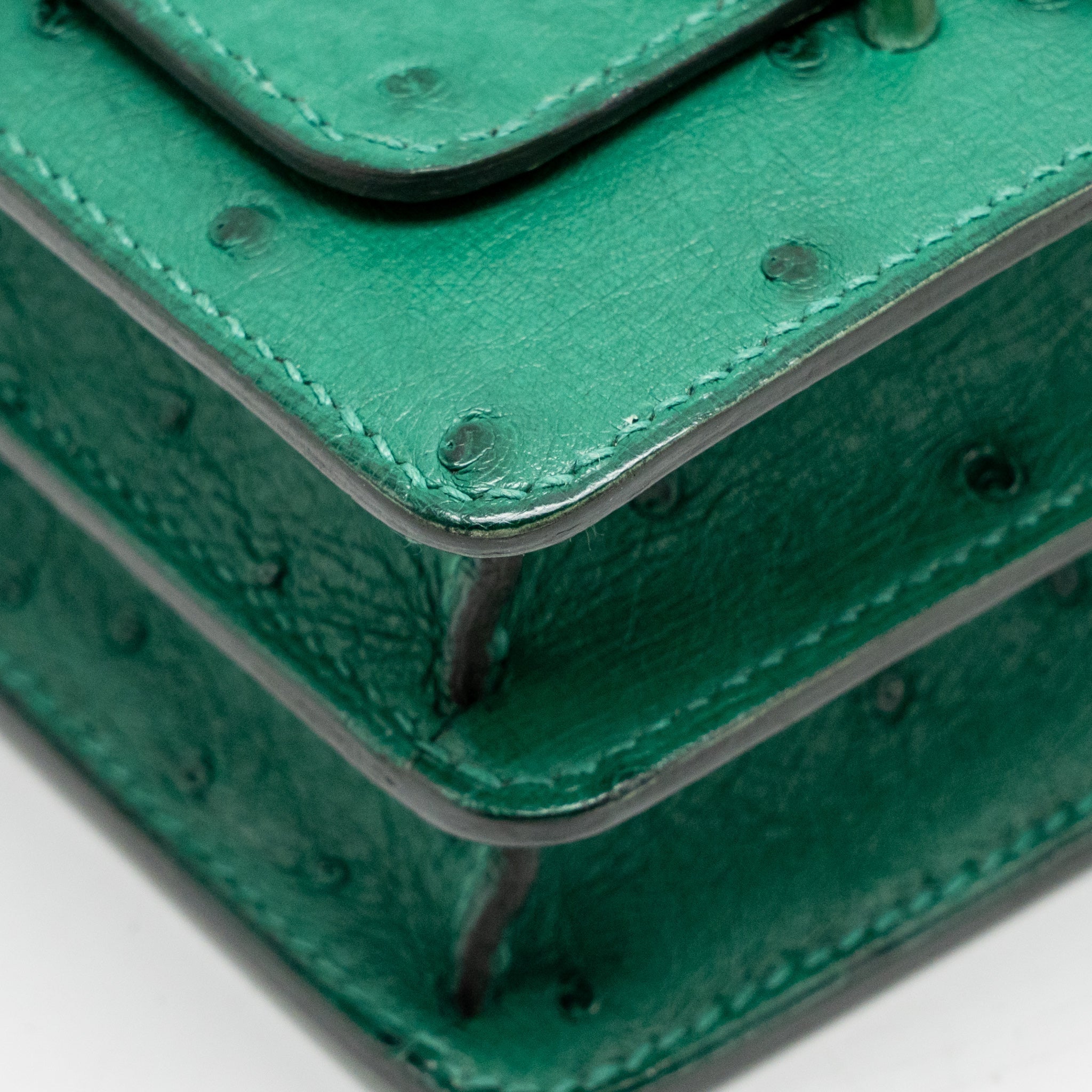 HERMES MINI ROULIS OSTRICH VERT VERTIGO SHW