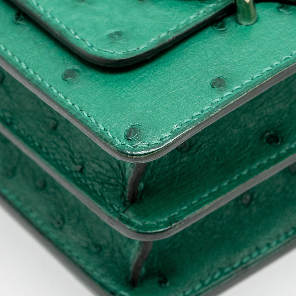 HERMES MINI ROULIS OSTRICH VERT VERTIGO SHW
