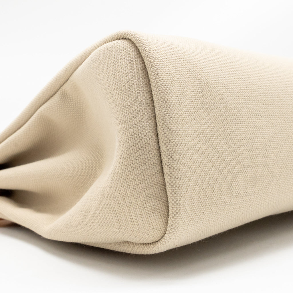 HERMES HERBAG 31 ZIP BAG CANVAS/HUNTER LEATHER BETON/NATUREL SABLE GHW