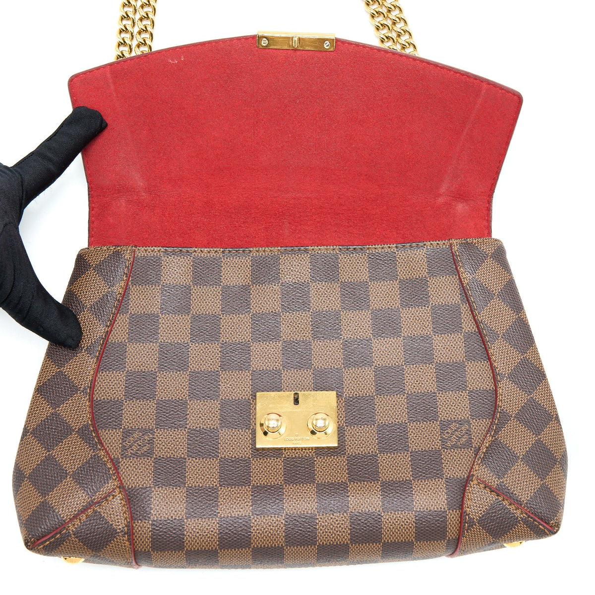 LOUIS VUITTON FLAP CHAIN BAG DAMIER EBENE GHW