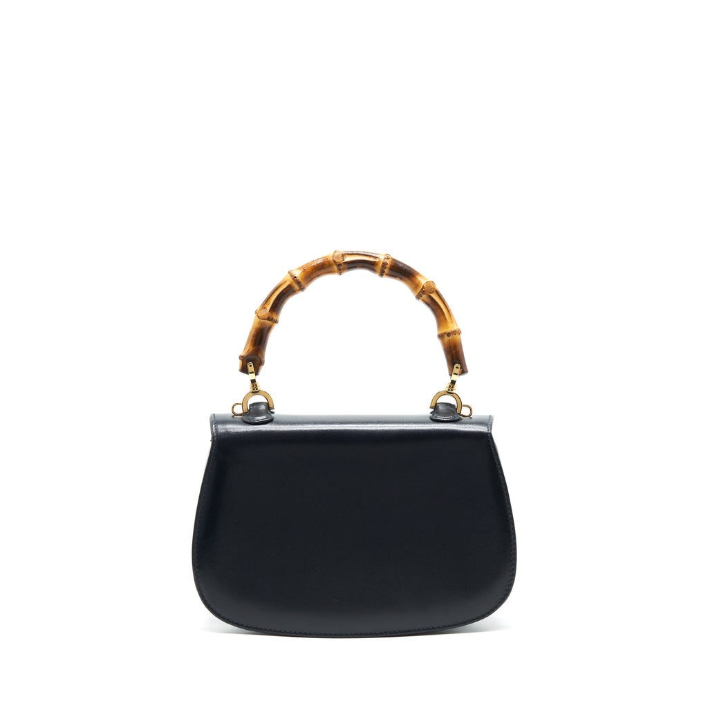 GUCCI VINTAGE BAMBOO SMALL TOP HANDLE BAG BLACK