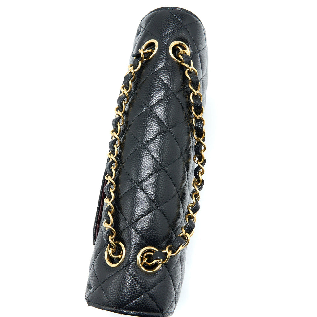 CHANEL MEDIUM CLASSIC DOUBLE FLAP BAG CAVIAR BLACK GHW (MICROCHIP)