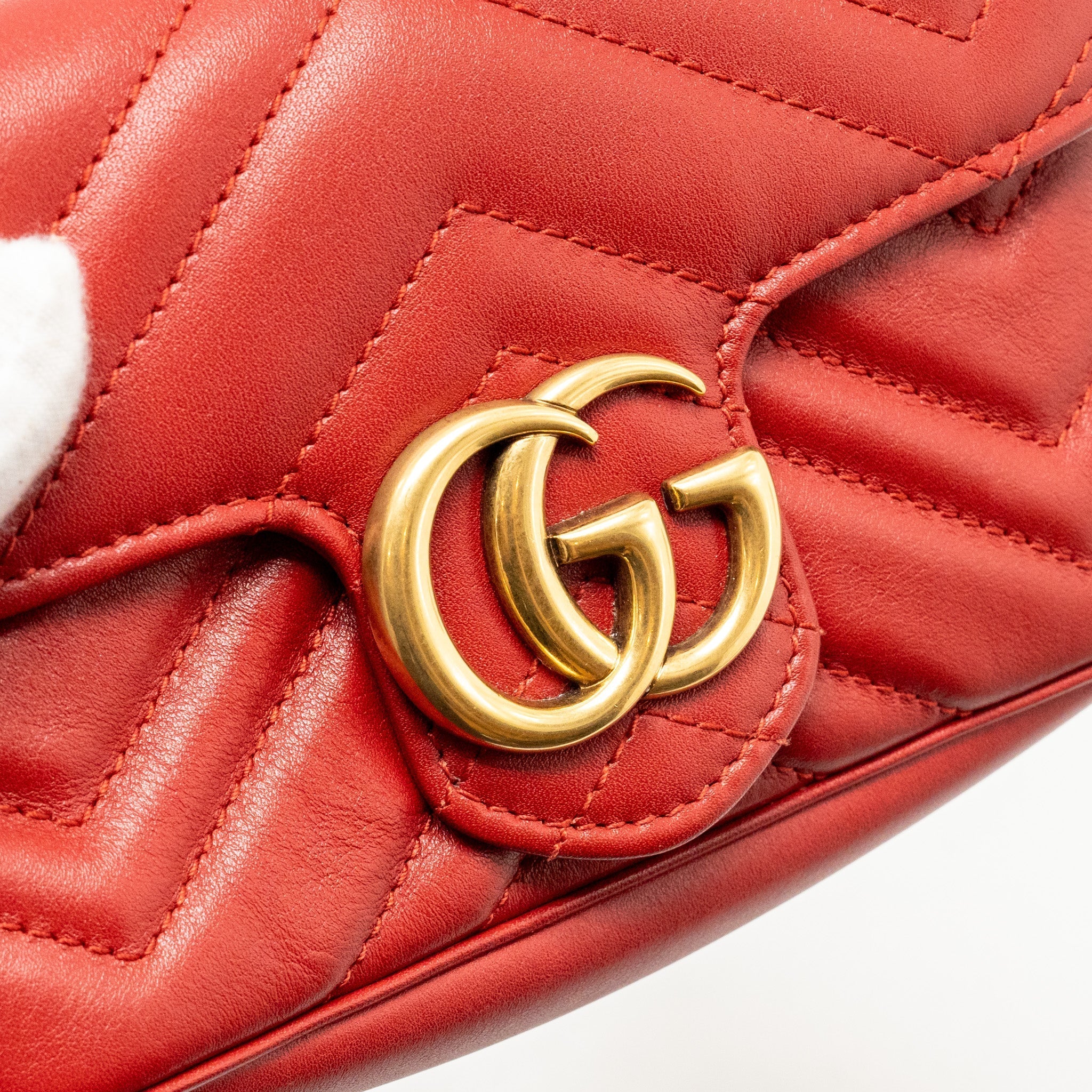GUCCI MINI GG MARMONT CALFSKIN RED GHW