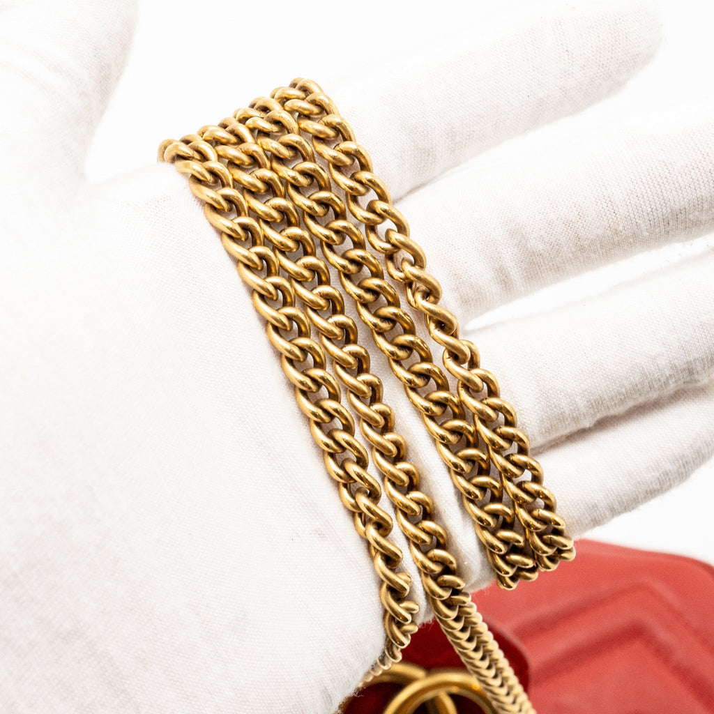GUCCI MINI GG MARMONT CALFSKIN RED GHW