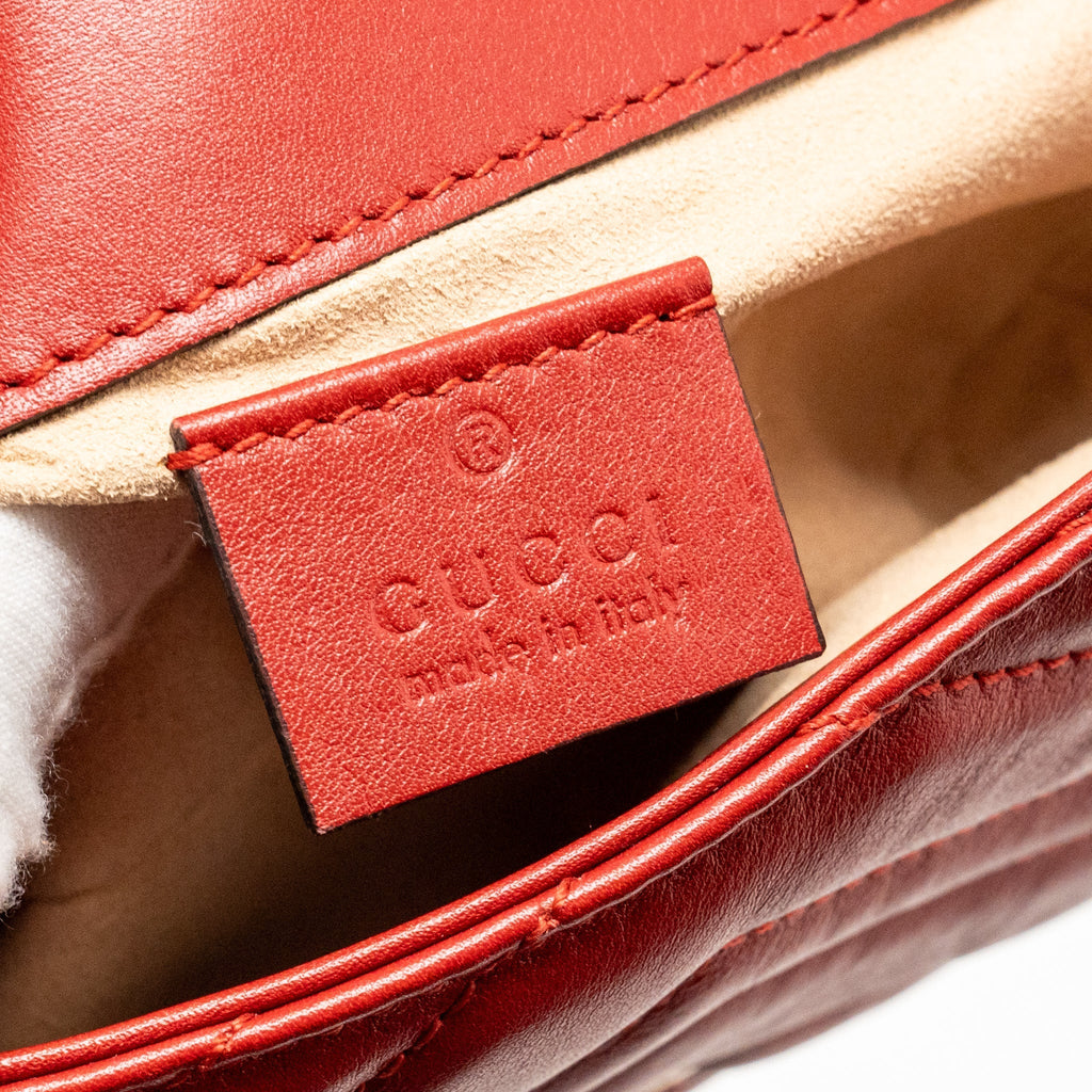 GUCCI MINI GG MARMONT CALFSKIN RED GHW