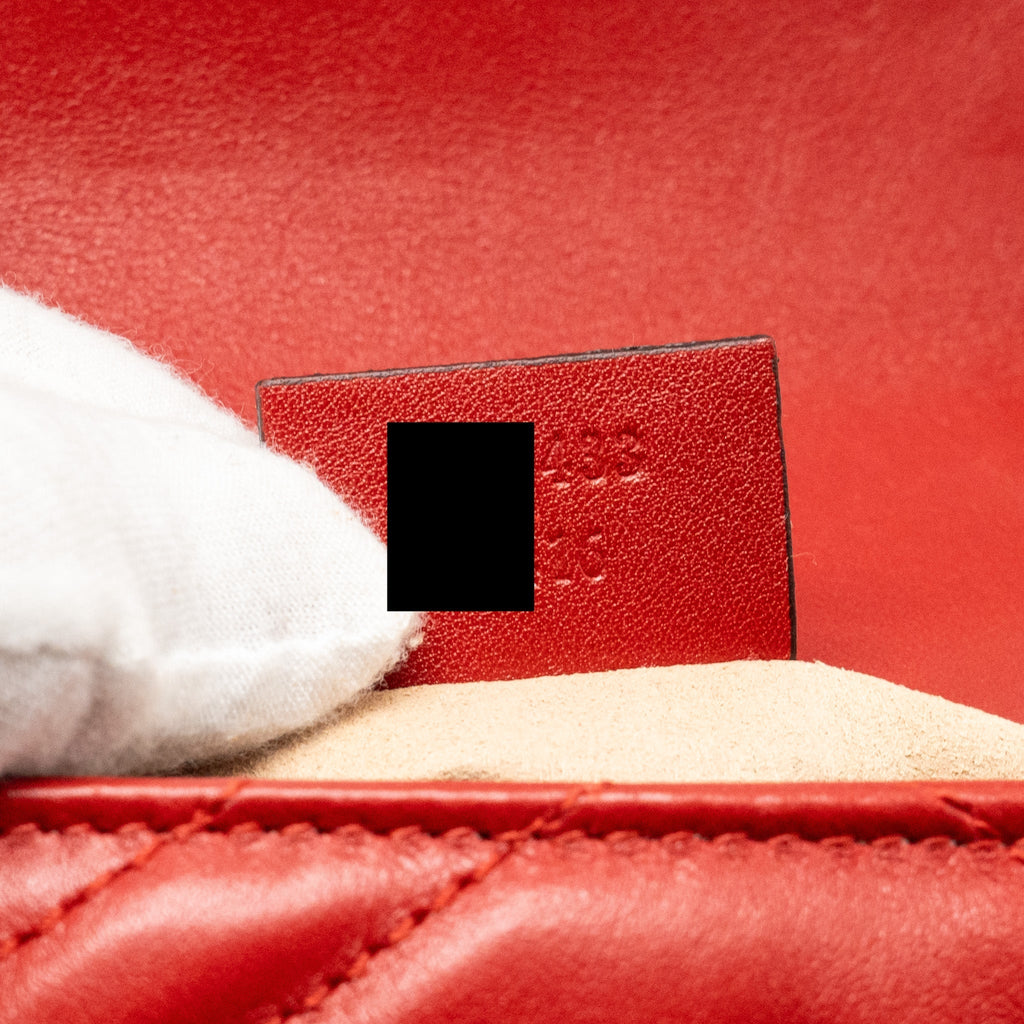 GUCCI MINI GG MARMONT CALFSKIN RED GHW