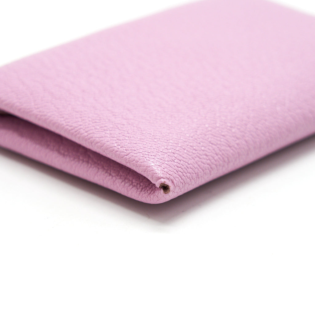 HERMES CALVI CARD HOLDER CHEVRE MYSORE LEATHER, X9 MAUVE SYLVESTRE