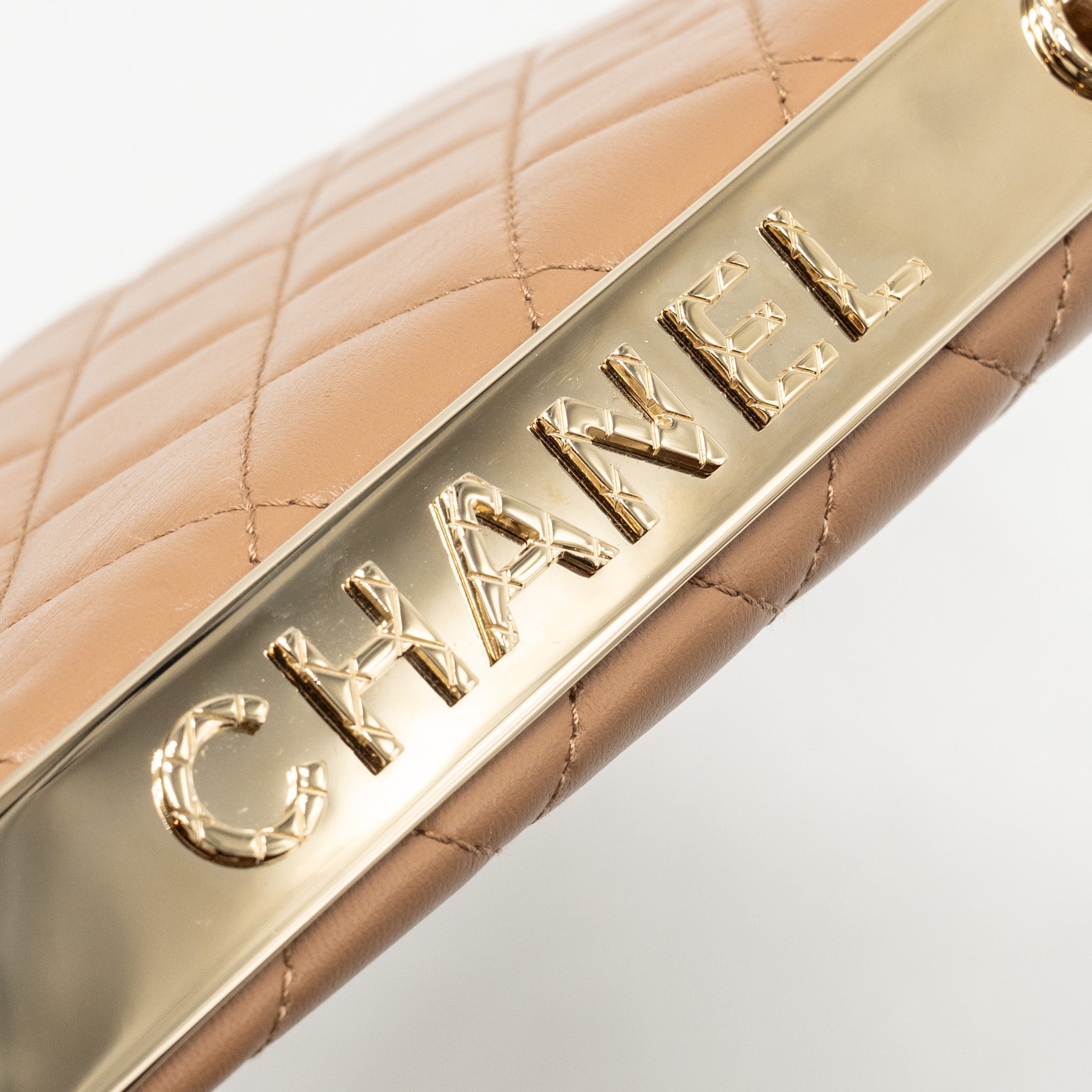 CHANEL TRENDY CC WALLET ON CHAIN LAMBSKIN DARK BEIGE LGHW (MICROCHIP)