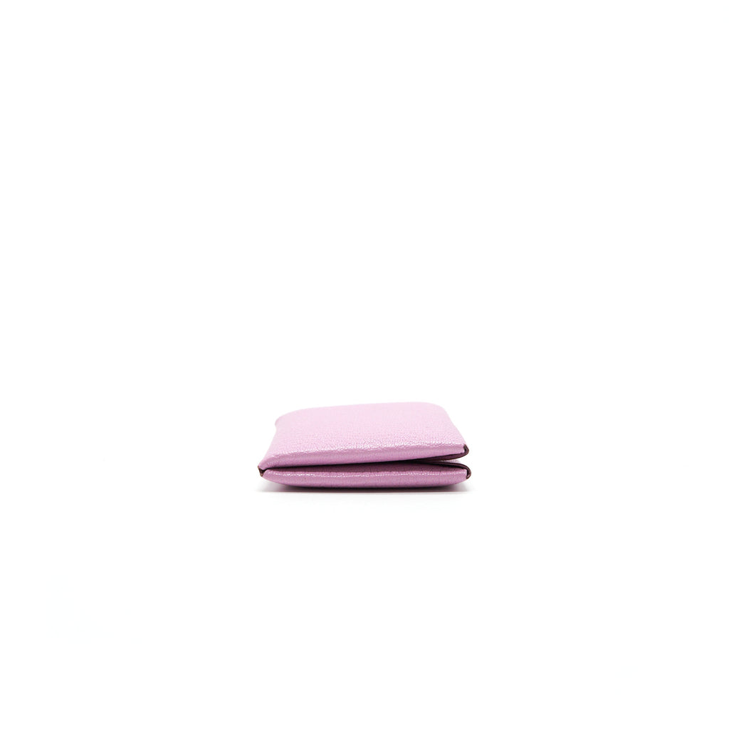 HERMES CALVI CARD HOLDER CHEVRE MYSORE LEATHER, X9 MAUVE SYLVESTRE