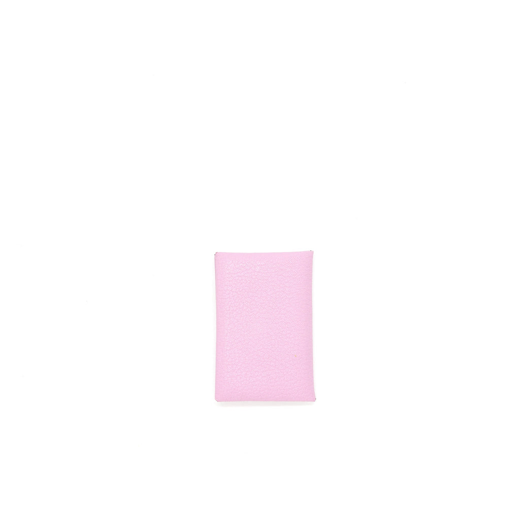 HERMES CALVI CARD HOLDER CHEVRE MYSORE LEATHER, X9 MAUVE SYLVESTRE