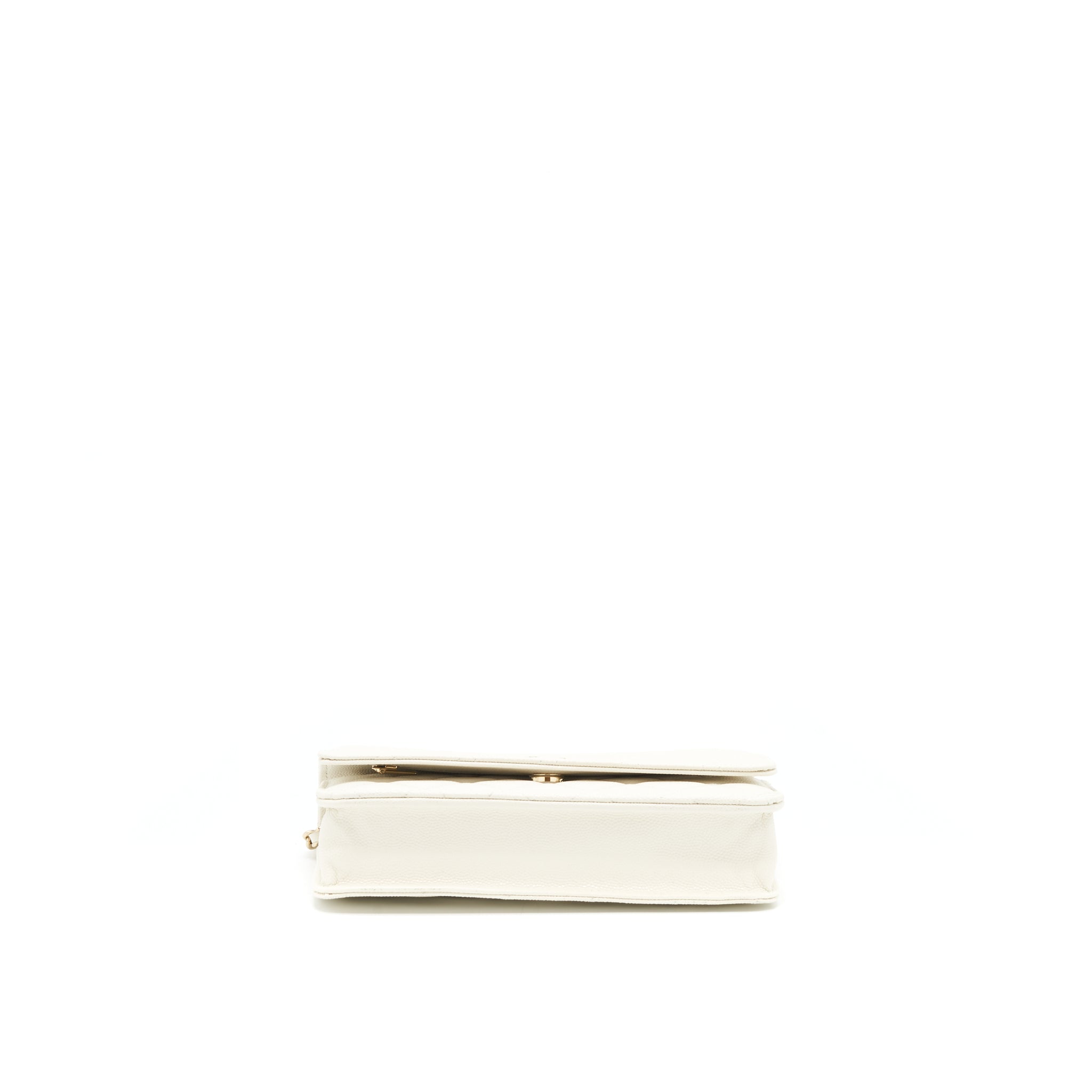 CHANEL CLASSIC WALLET ON CHAIN CAVIAR WHITE LGHW (MICROCHIP)