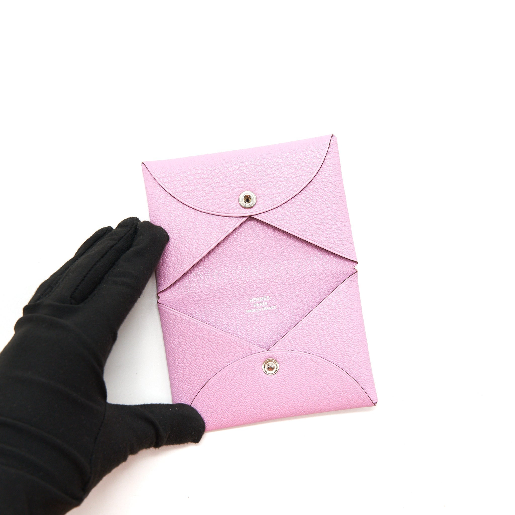 HERMES CALVI CARD HOLDER CHEVRE MYSORE LEATHER, X9 MAUVE SYLVESTRE