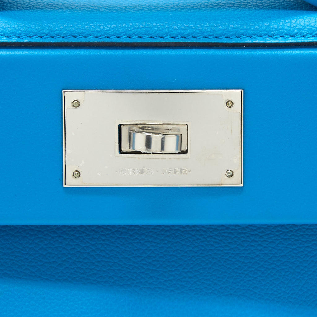 Hermes mini 24/24 2424-21 Bag Evercolor/Swift 0F Blue Frida SHW