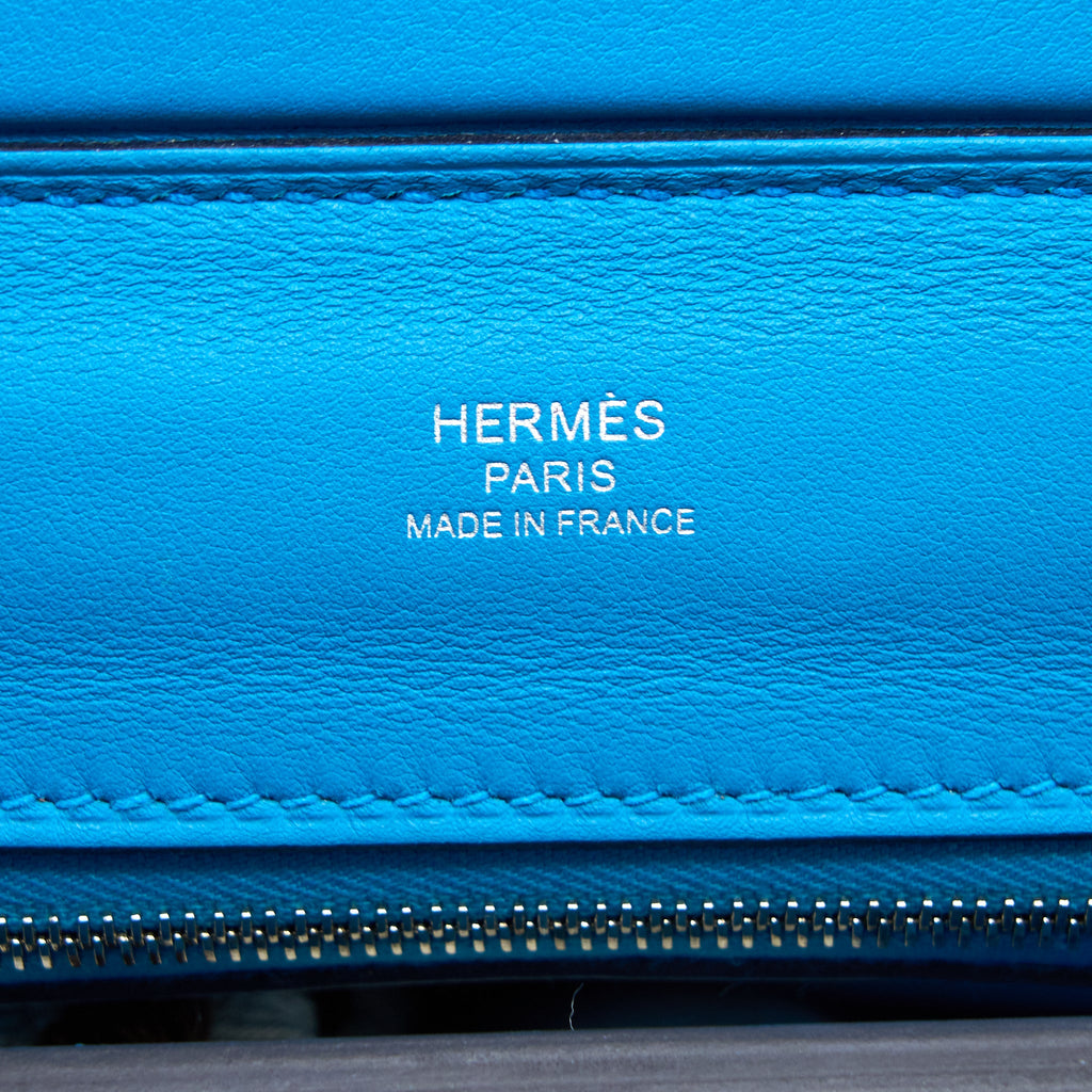 Hermes mini 24/24 2424-21 Bag Evercolor/Swift 0F Blue Frida SHW